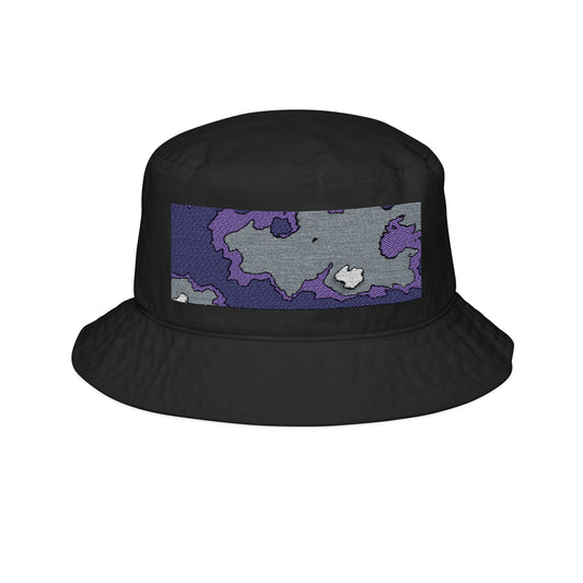 Embroidered Purple Camo Bucket Hat — Retro Streetwear Sun Hat
