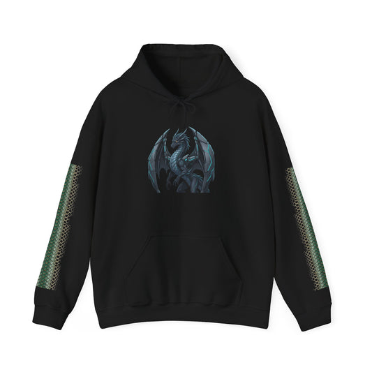 Dragon Wings Hoodie — Black Dragon Chest & Feathered Wings Back Print