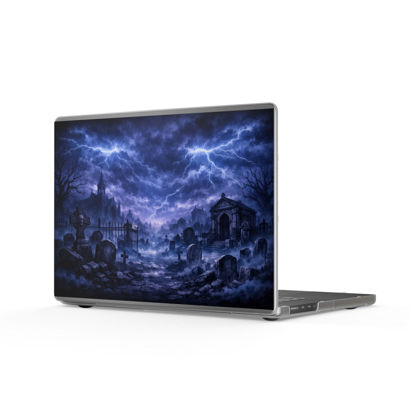 Gothic Graveyard Matte MacBook Case — Stormy Night Cemetery Laptop Skin