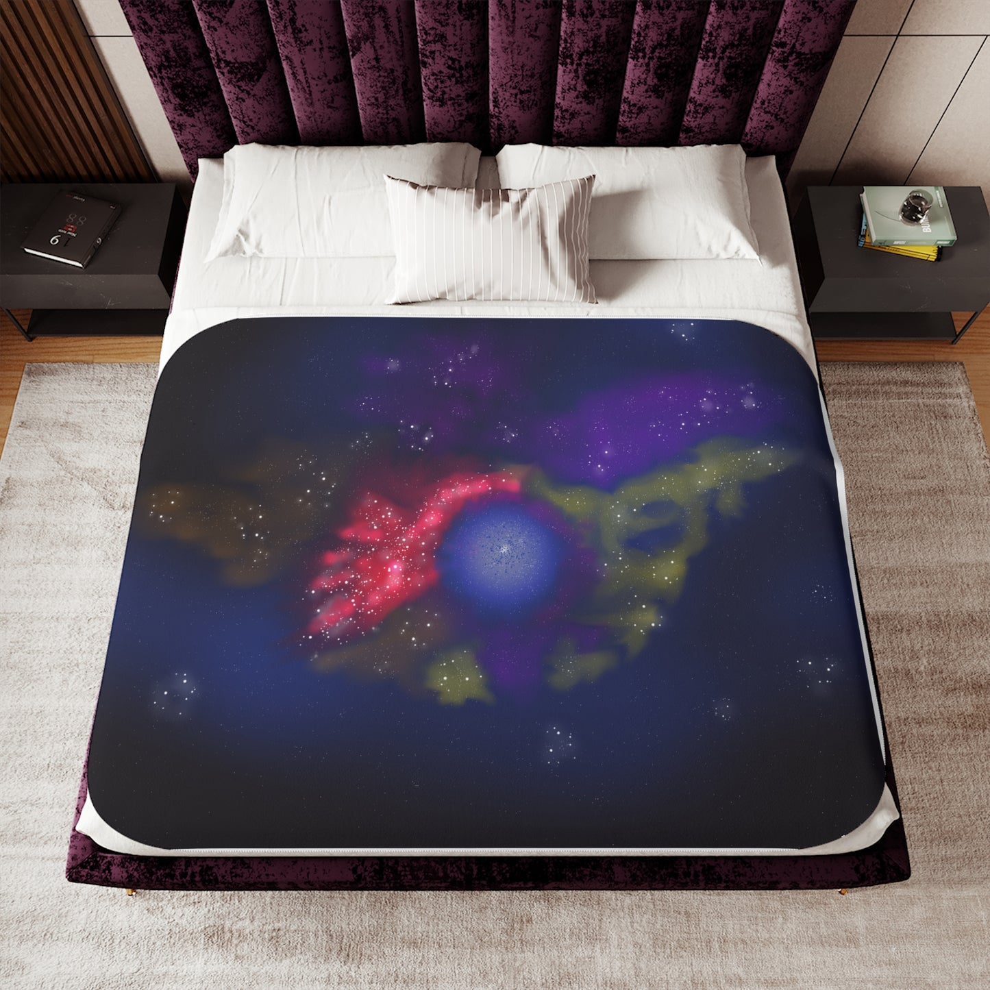 Galaxy Nebula Sherpa Blanket — Cozy Space Print Throw for Stargazers