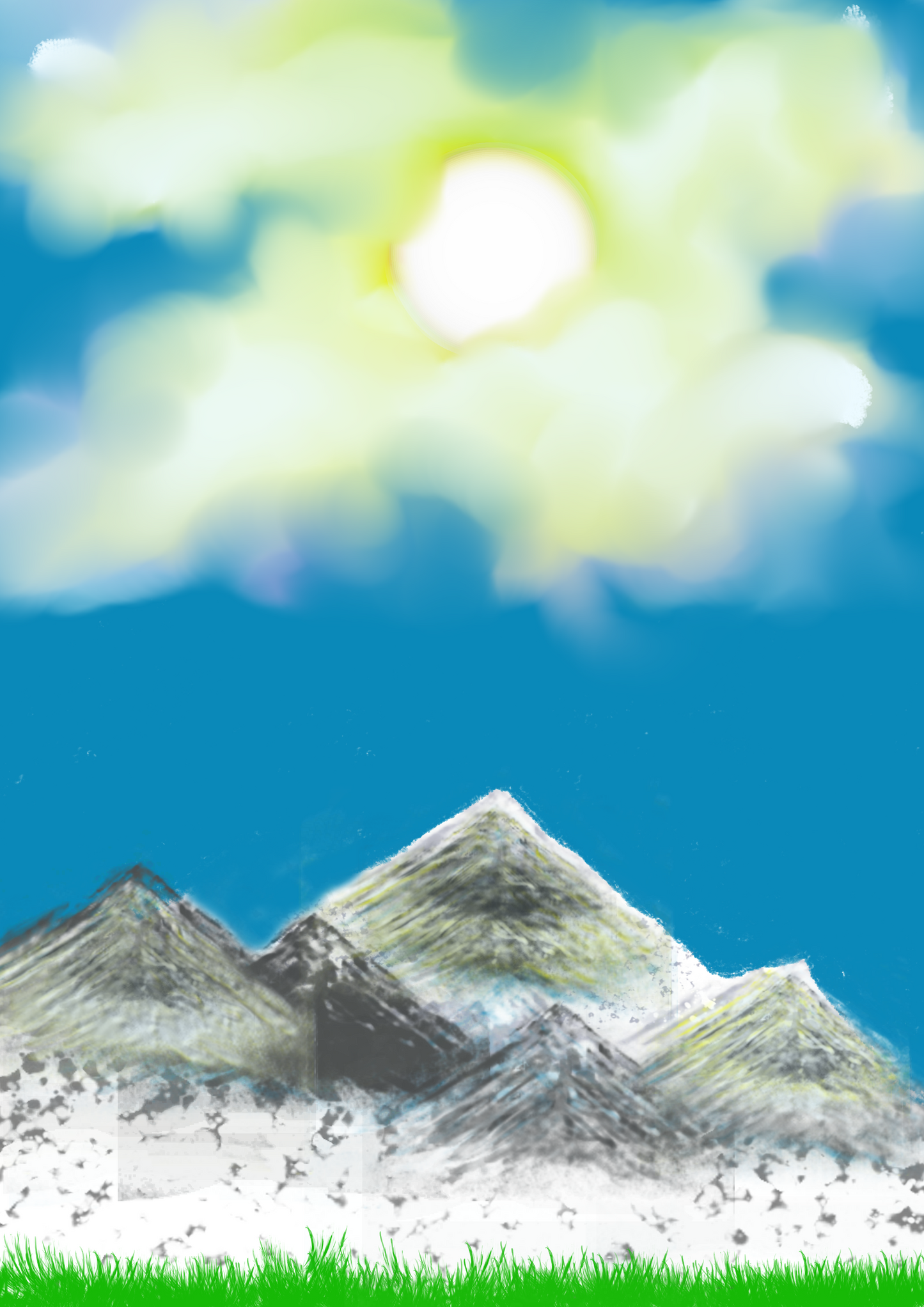 Mountains clouds and sun Digital Art