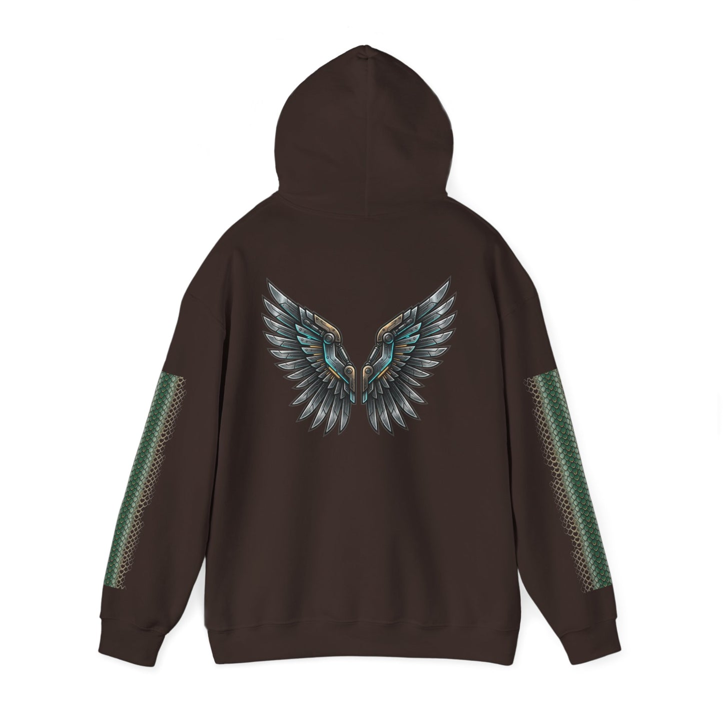 Dragon Wings Hoodie — Black Dragon Chest & Feathered Wings Back Print