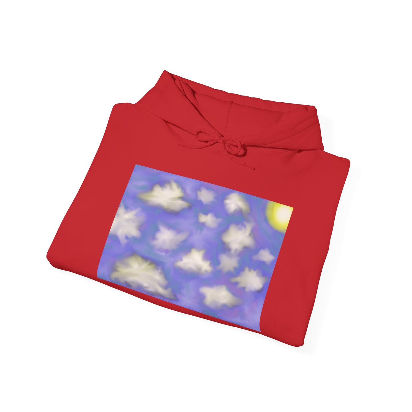Cloudscape Hoodie — Dreamy Sun & Floating Clouds Graphic Pullover