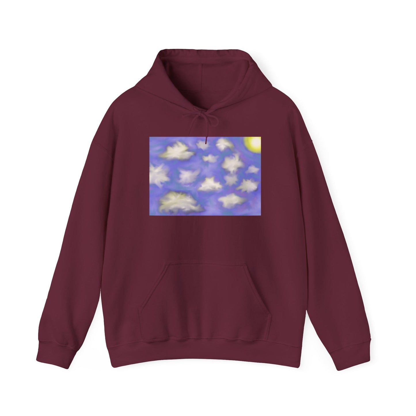 Cloudscape Hoodie — Dreamy Sun & Floating Clouds Graphic Pullover