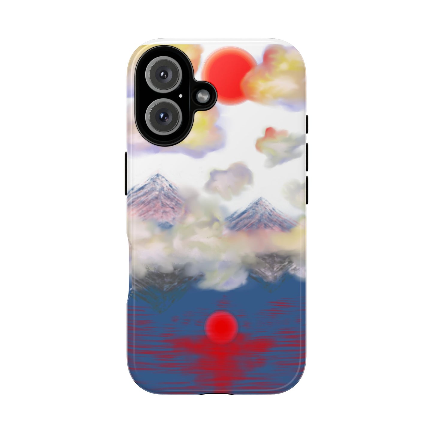 Phone Case — Misty Mountain Sunrise with Red Sun Reflection