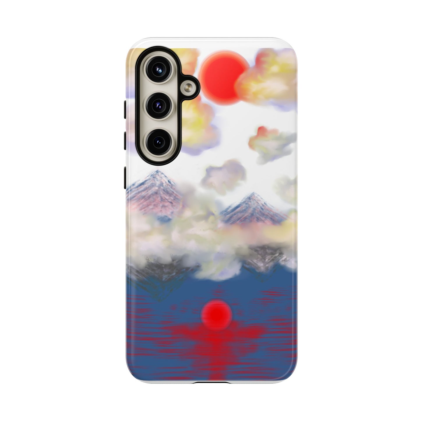 Phone Case — Misty Mountain Sunrise with Red Sun Reflection