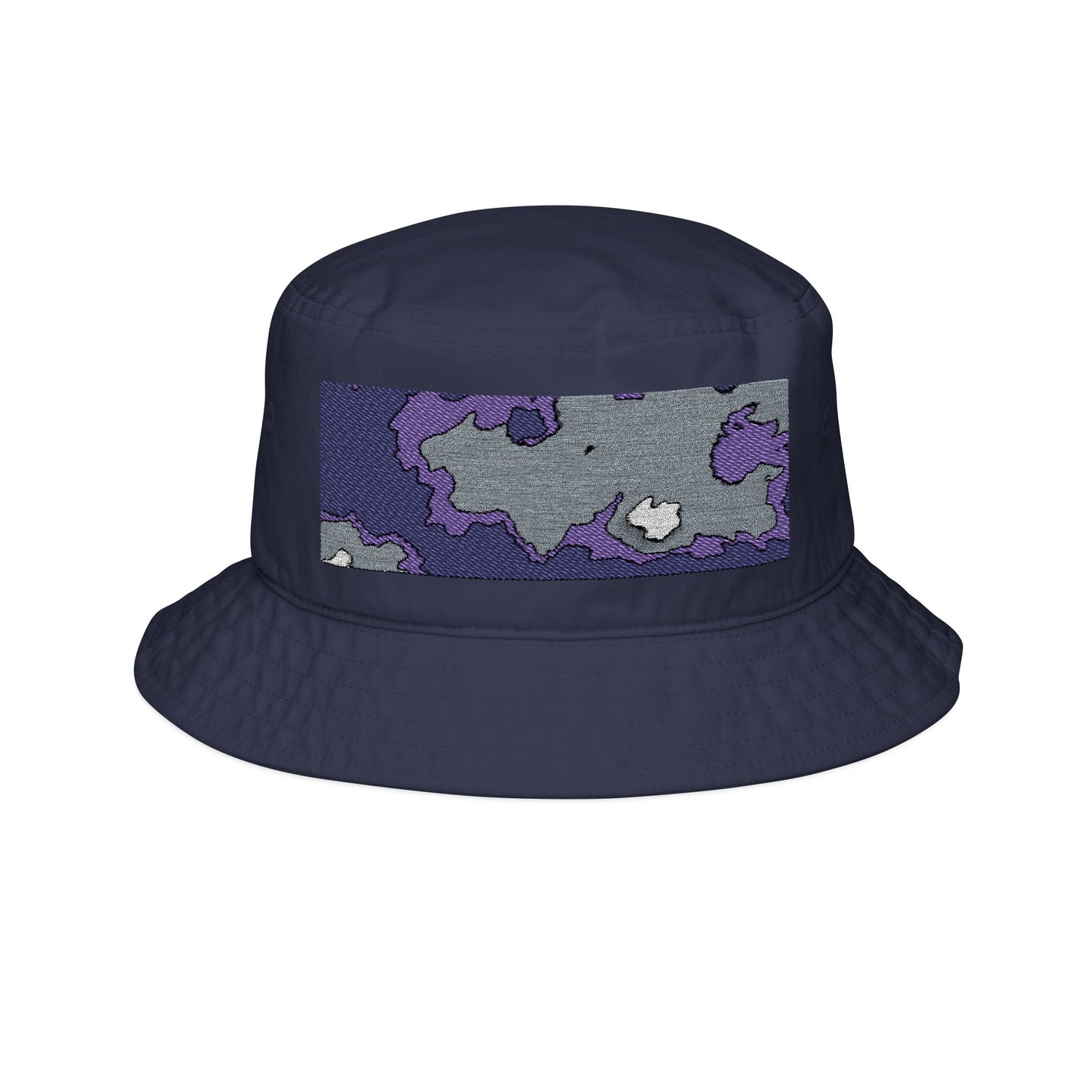 Embroidered Purple Camo Bucket Hat — Retro Streetwear Sun Hat