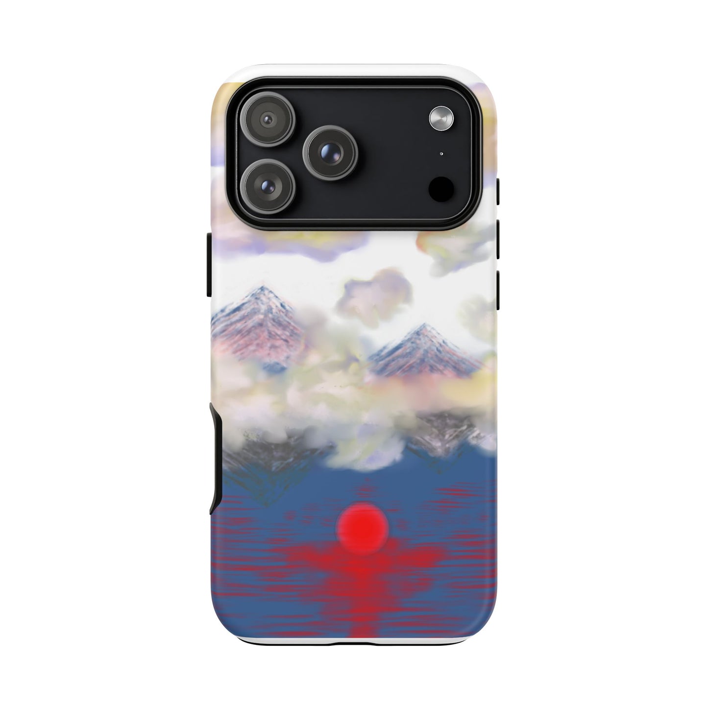 Phone Case — Misty Mountain Sunrise with Red Sun Reflection