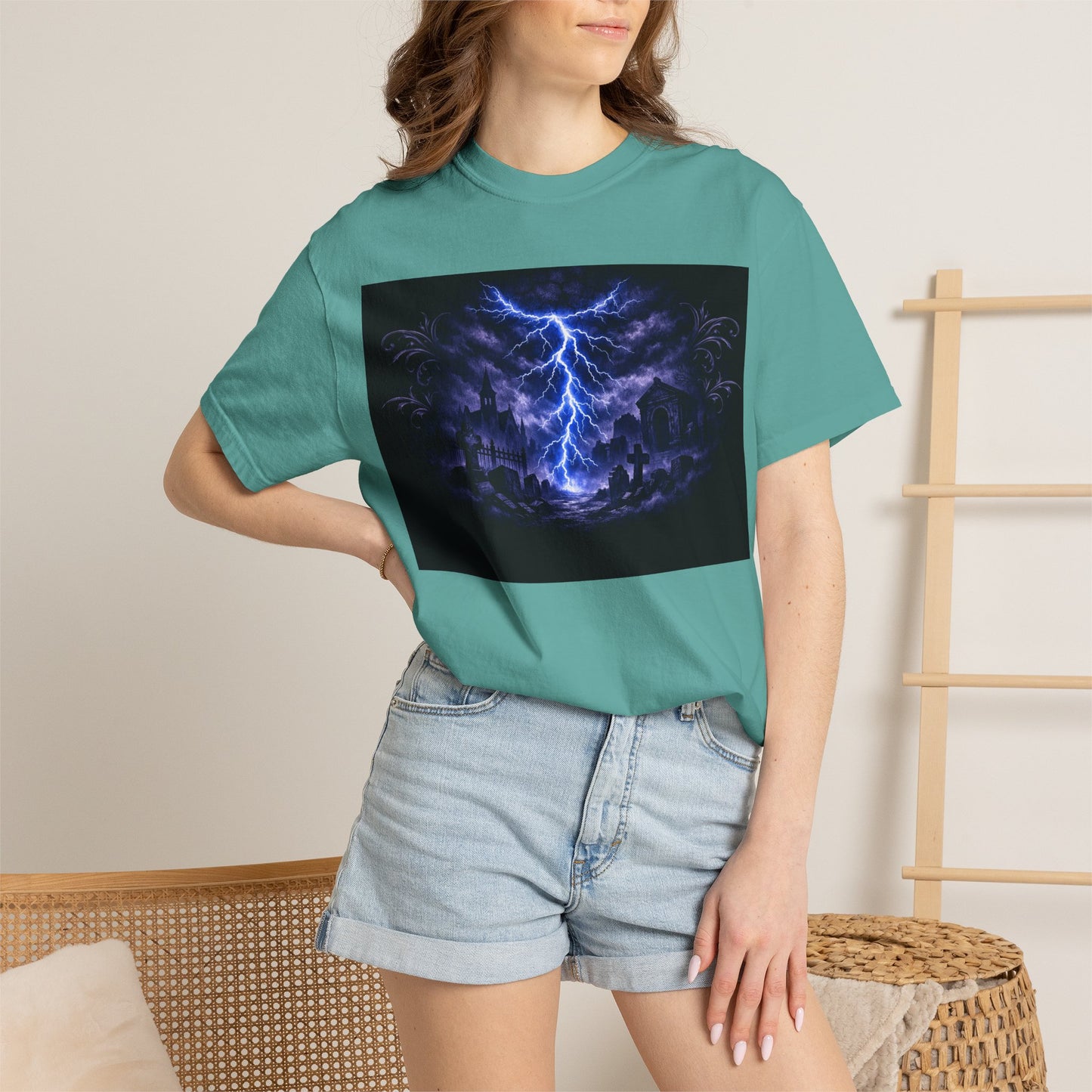 Lightning Storm Graphic T-Shirt — Gothic Nightscape Tee