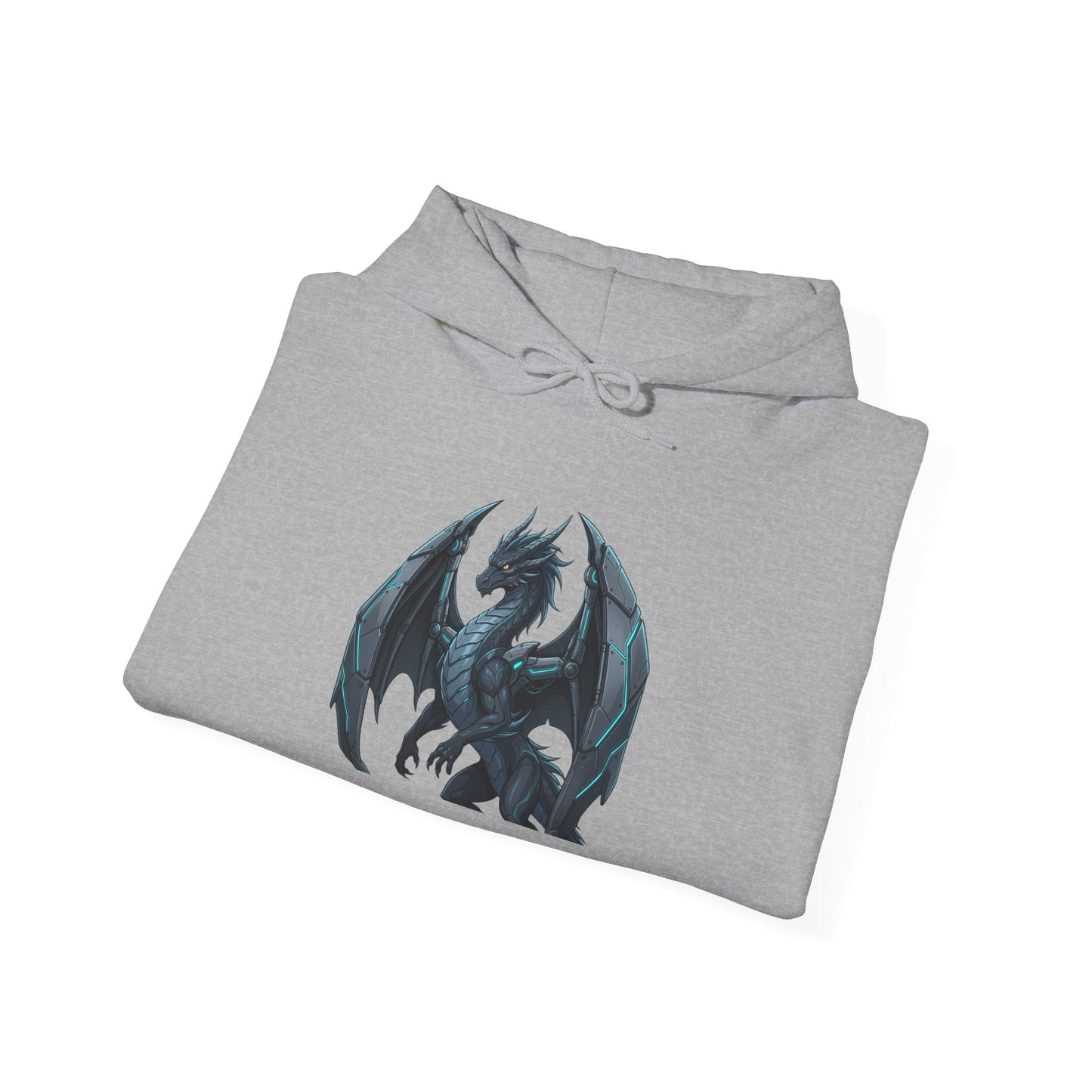 Dragon Wings Hoodie — Black Dragon Chest & Feathered Wings Back Print