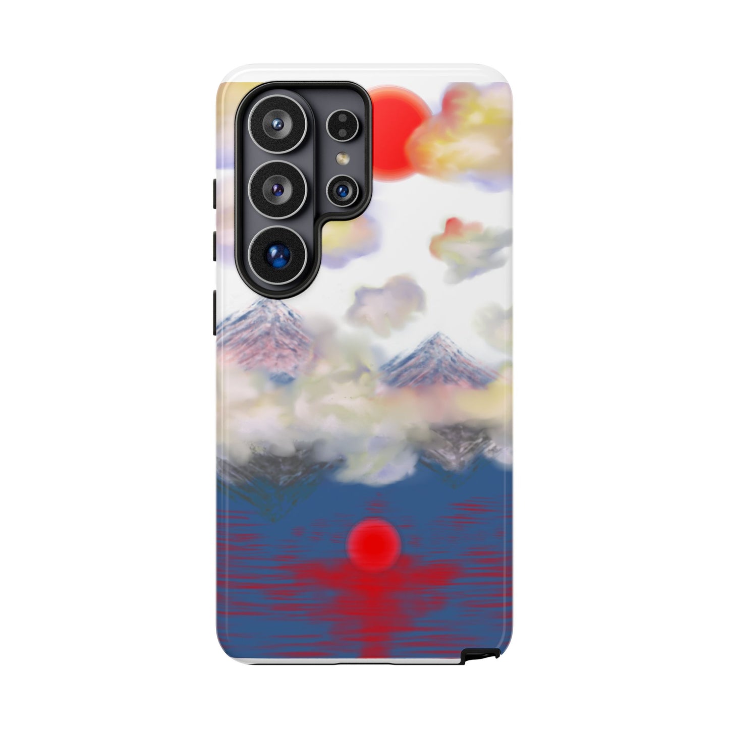 Phone Case — Misty Mountain Sunrise with Red Sun Reflection