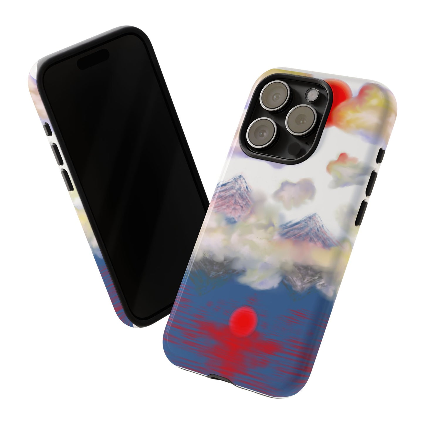 Phone Case — Misty Mountain Sunrise with Red Sun Reflection