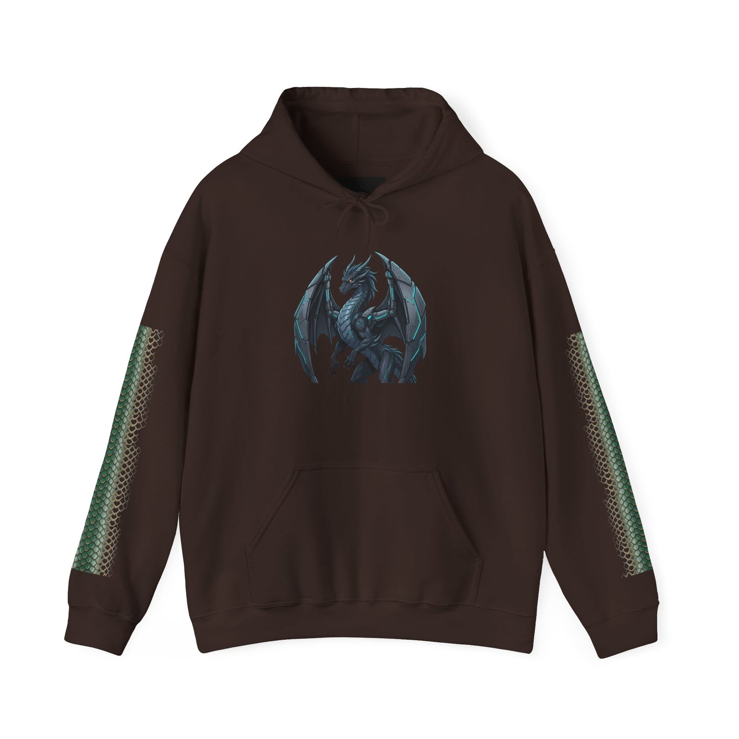 Dragon Wings Hoodie — Black Dragon Chest & Feathered Wings Back Print