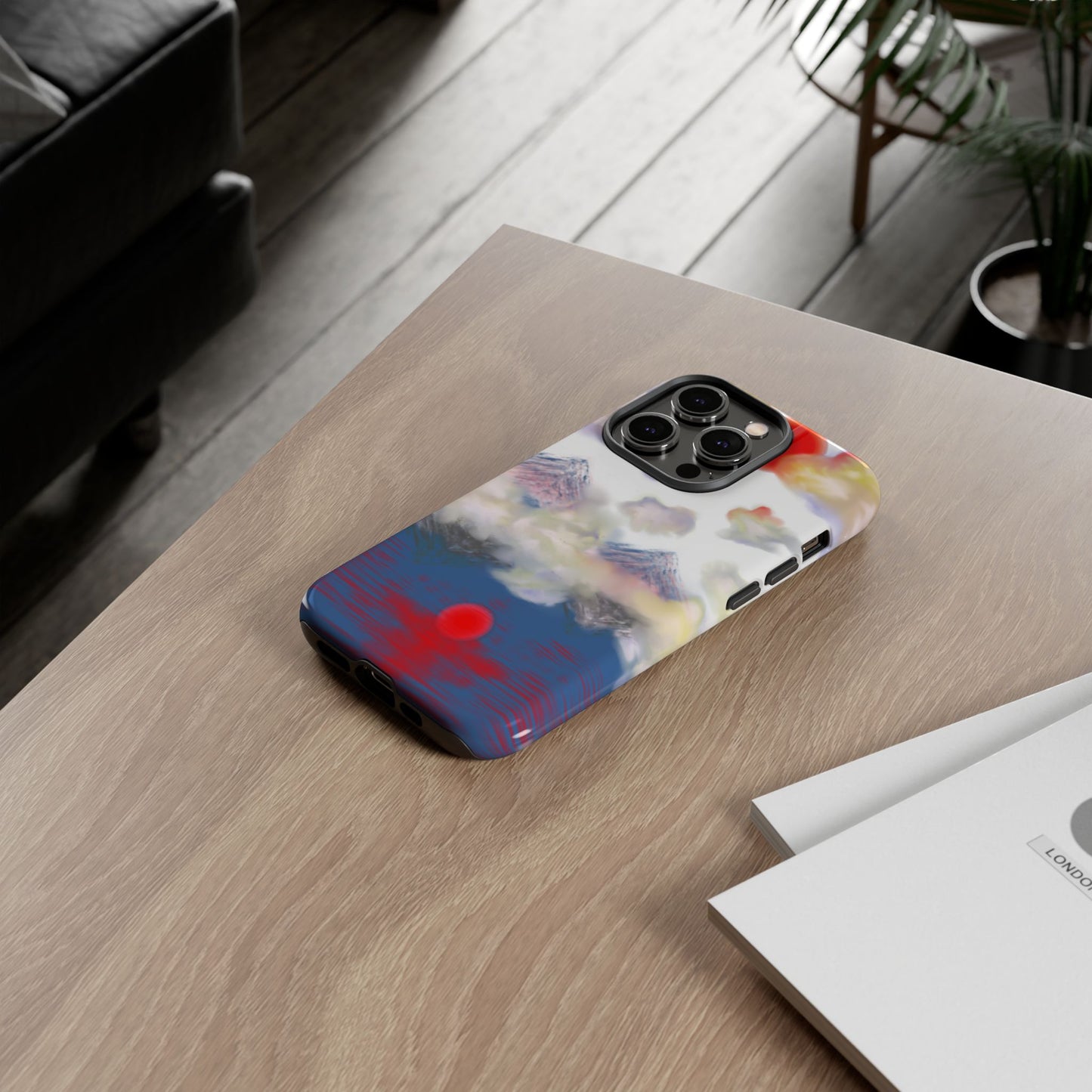 Phone Case — Misty Mountain Sunrise with Red Sun Reflection