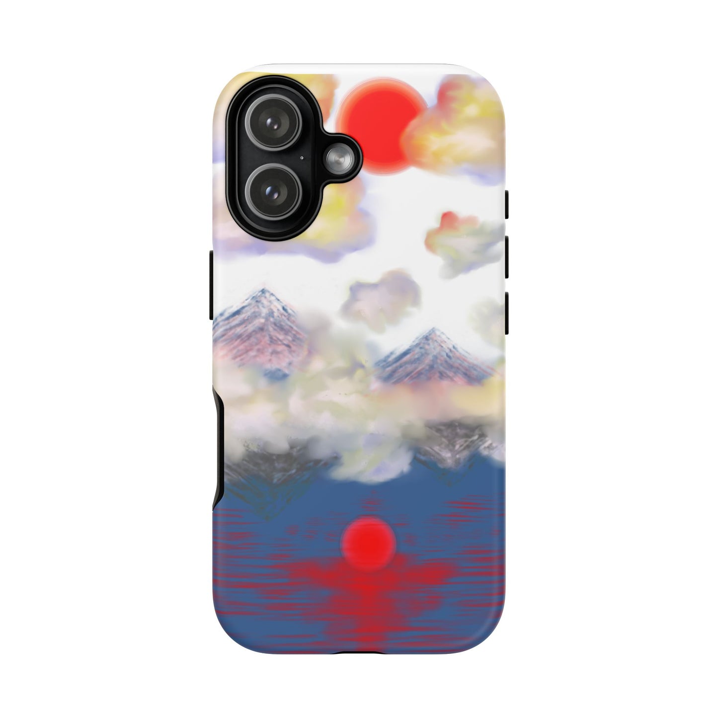 Phone Case — Misty Mountain Sunrise with Red Sun Reflection