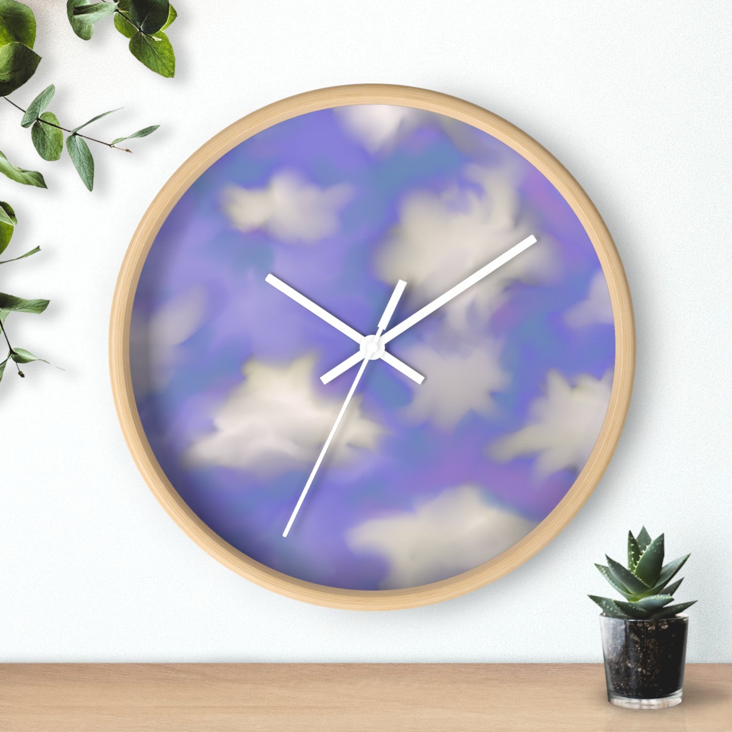 Dreamy Cloud Wall Clock — Purple Sky Decorative Clock for Nursery & Home