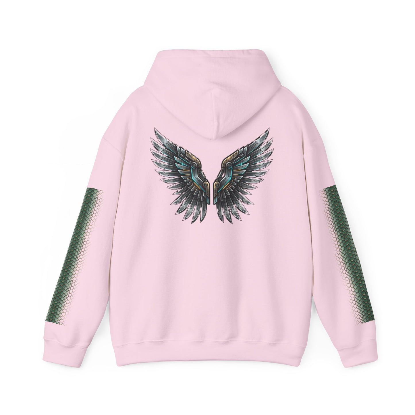 Dragon Wings Hoodie — Black Dragon Chest & Feathered Wings Back Print