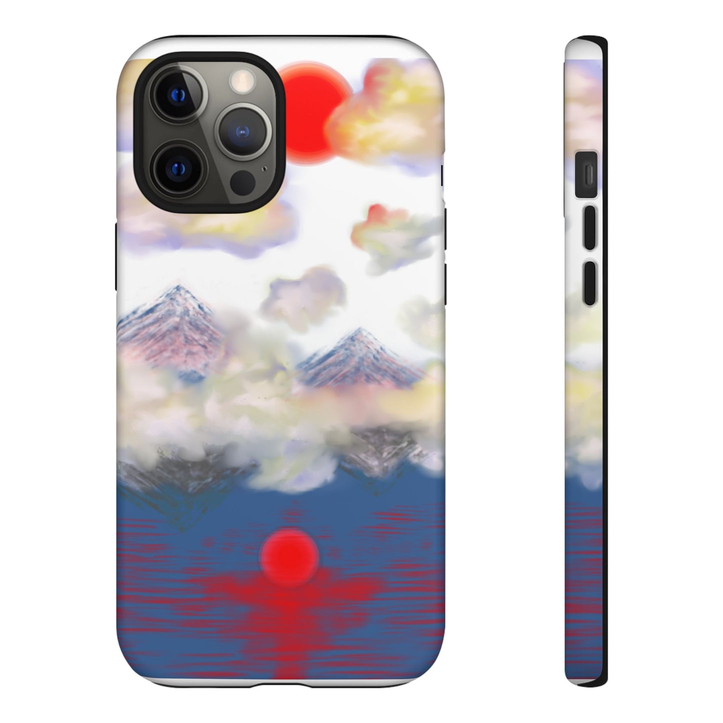 Phone Case — Misty Mountain Sunrise with Red Sun Reflection