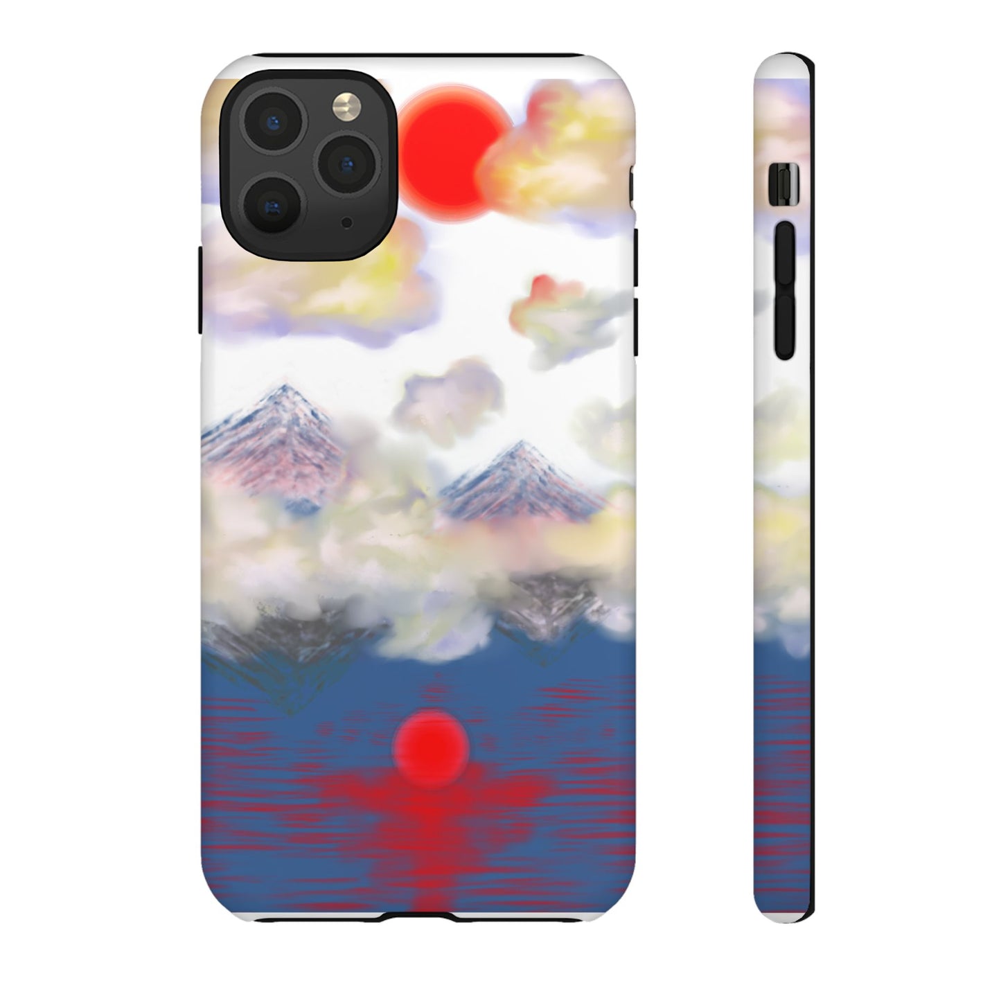 Phone Case — Misty Mountain Sunrise with Red Sun Reflection