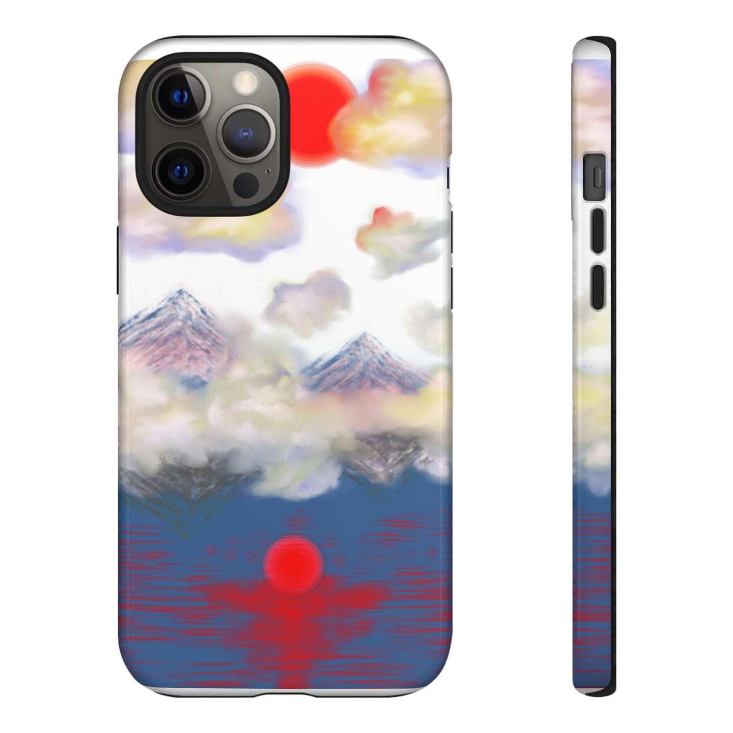 Phone Case — Misty Mountain Sunrise with Red Sun Reflection
