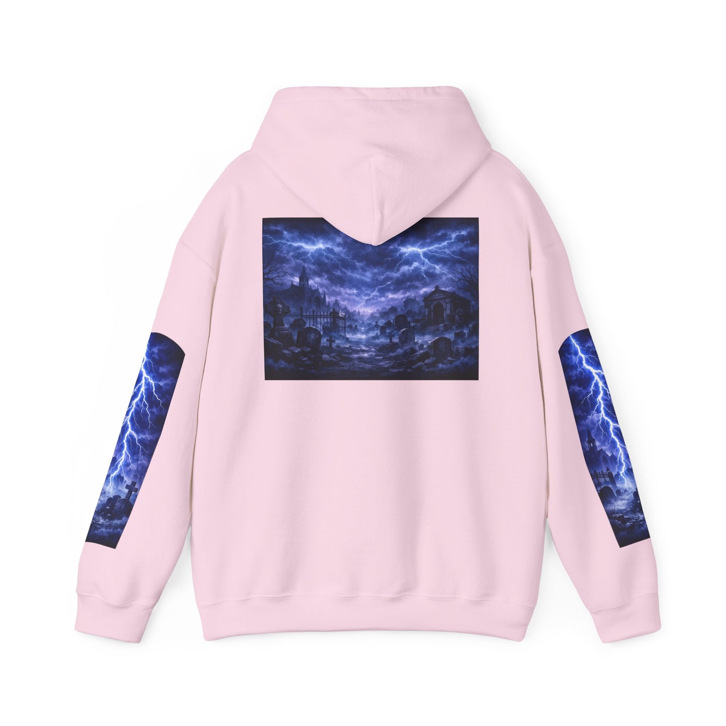 Stormscape Hoodie — Electric Blue Lightning Graphic Pullover