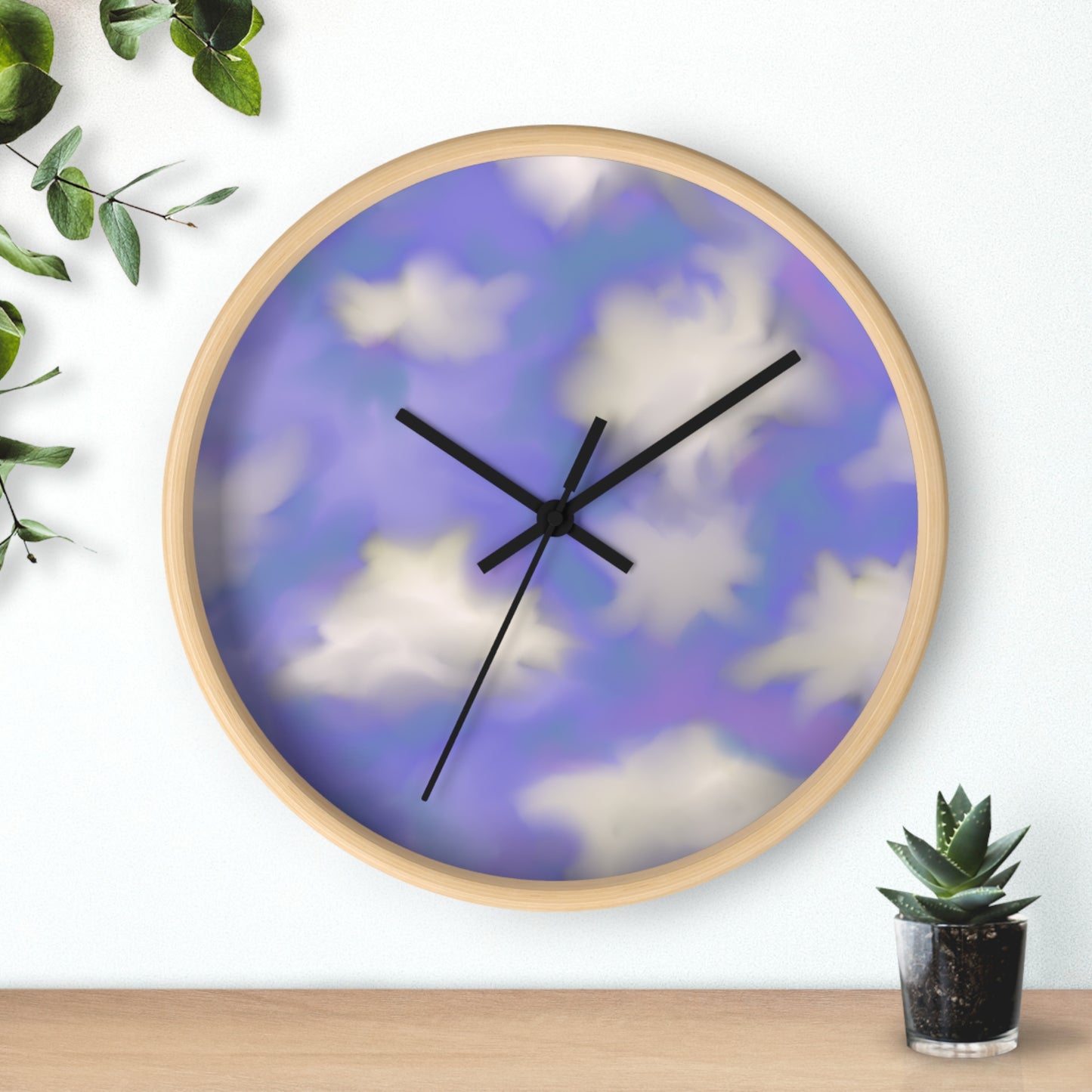 Dreamy Cloud Wall Clock — Purple Sky Decorative Clock for Nursery & Home