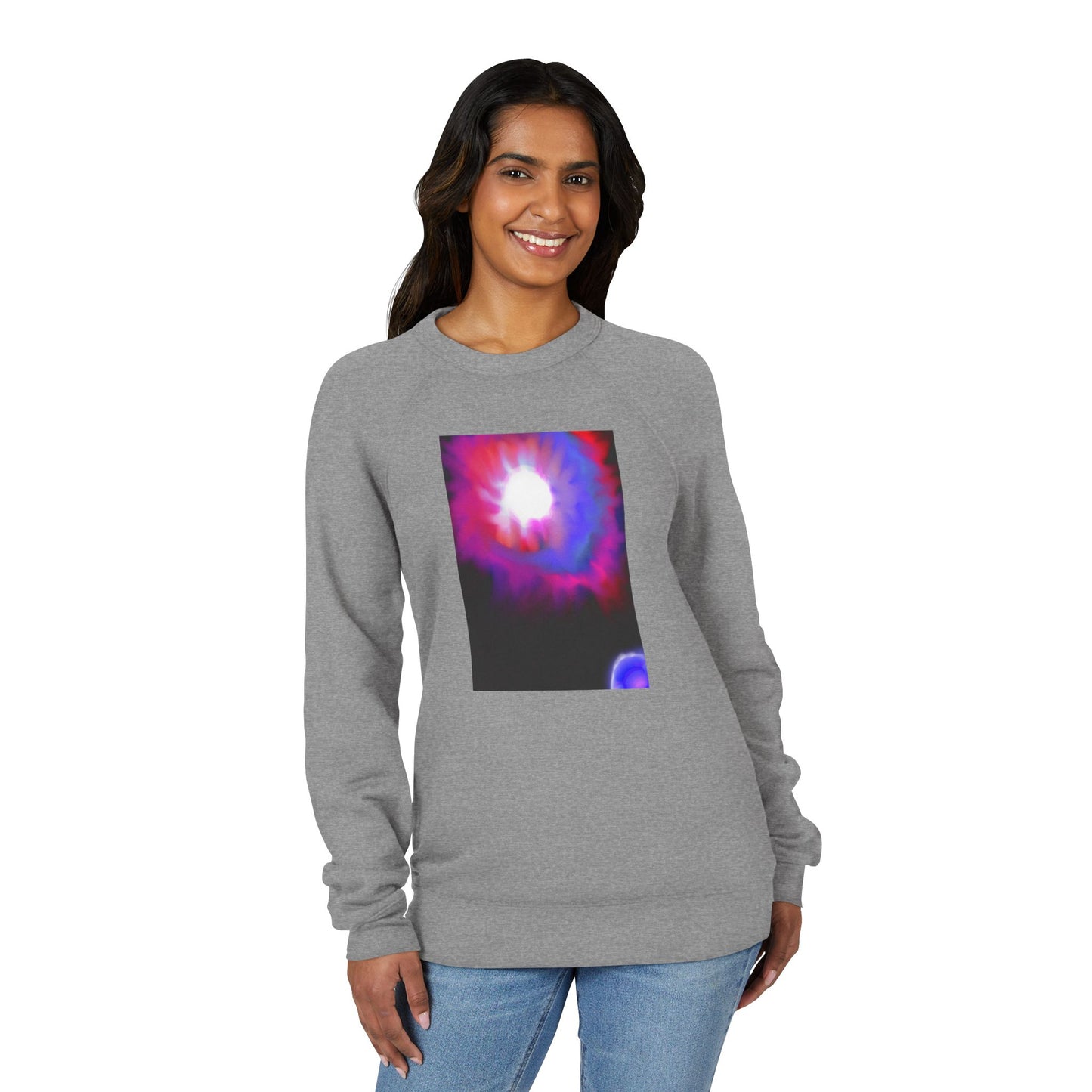 Cosmic Bloom Sweatshirt — Abstract Neon Galaxy Crewneck