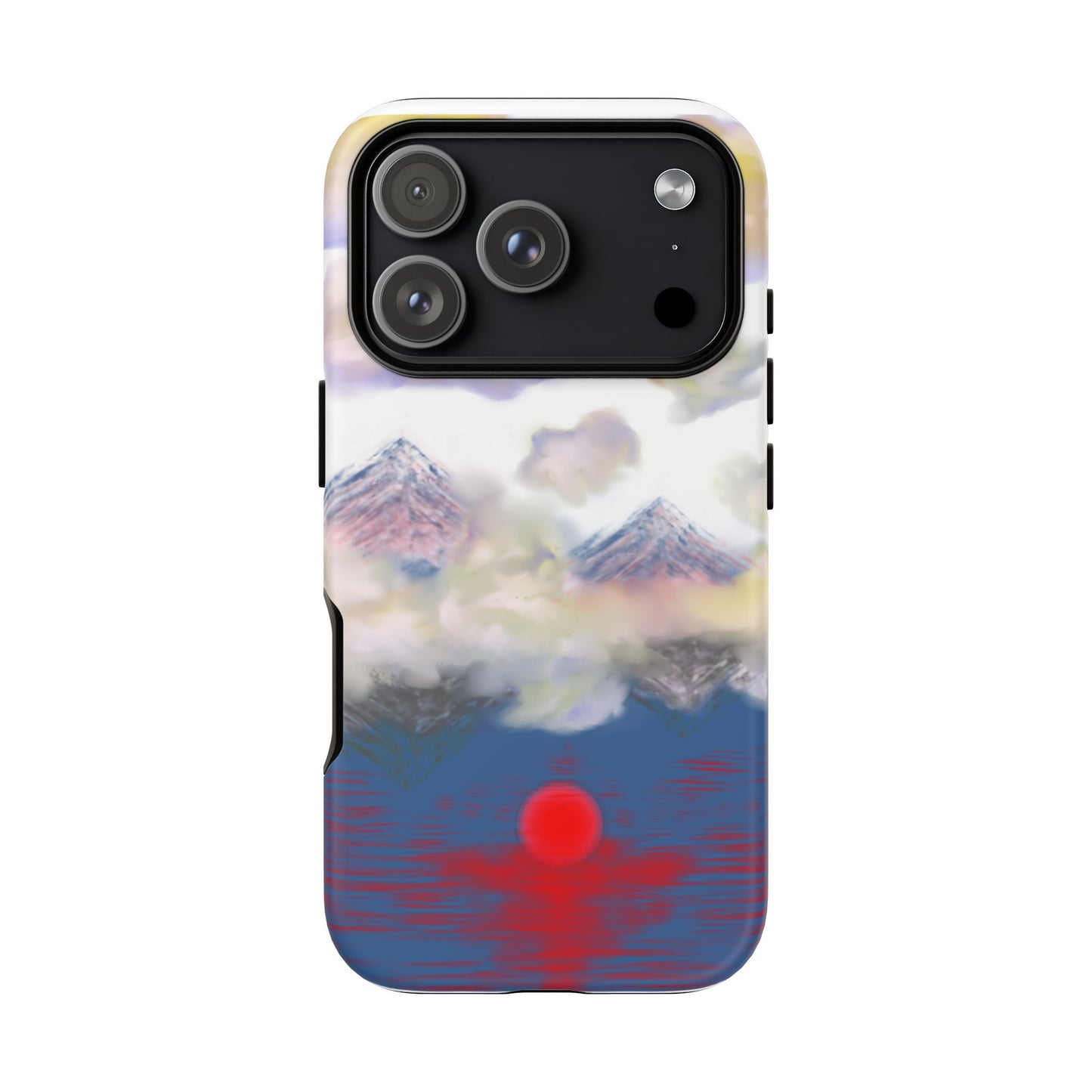 Phone Case — Misty Mountain Sunrise with Red Sun Reflection