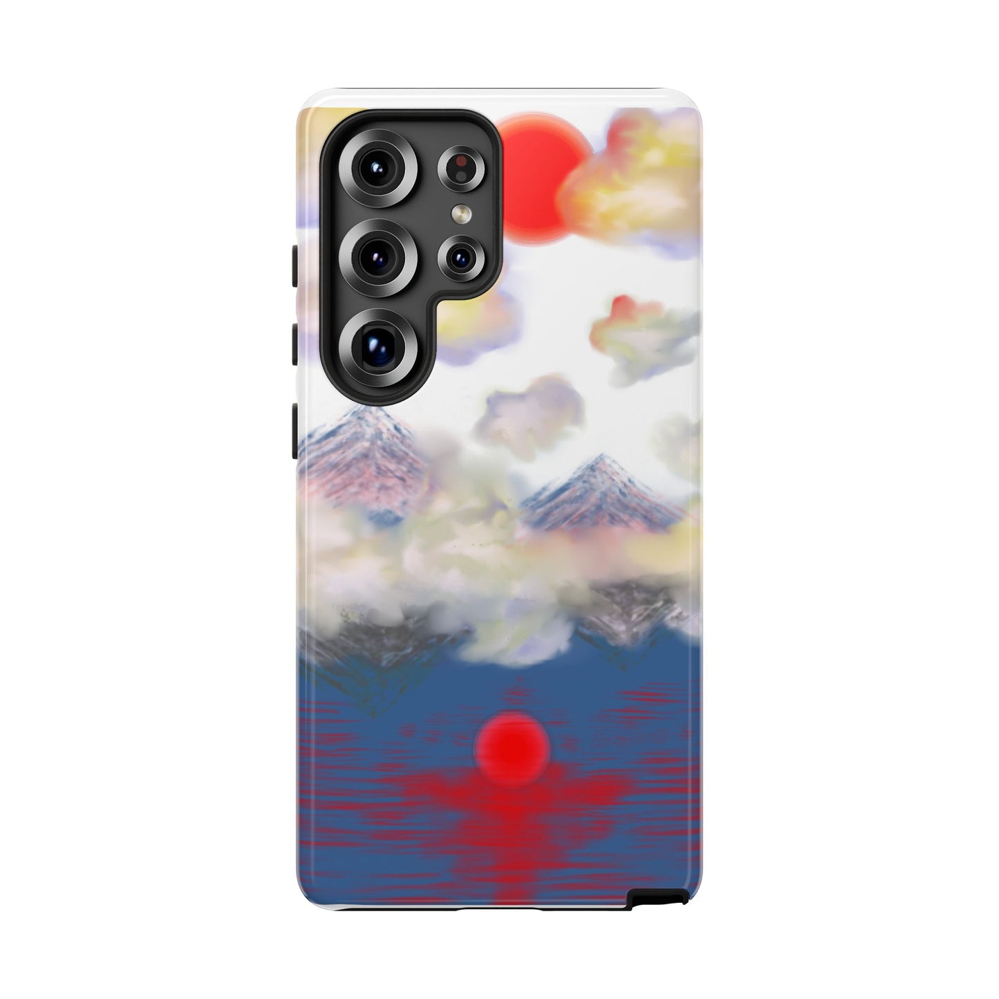 Phone Case — Misty Mountain Sunrise with Red Sun Reflection