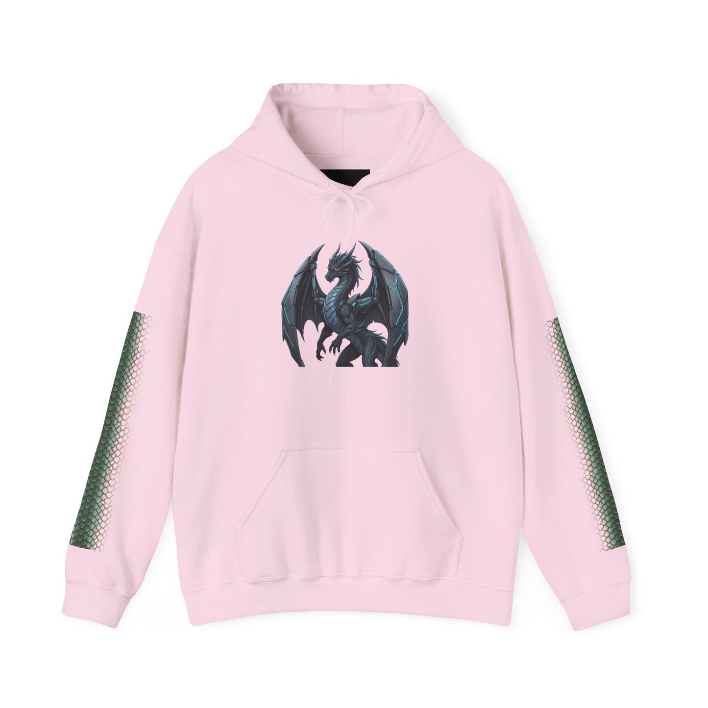 Dragon Wings Hoodie — Black Dragon Chest & Feathered Wings Back Print
