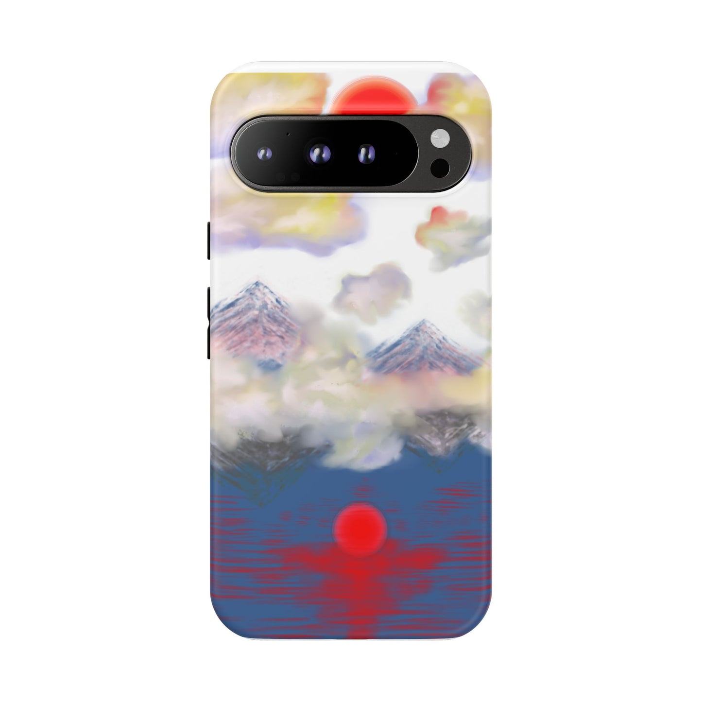 Phone Case — Misty Mountain Sunrise with Red Sun Reflection