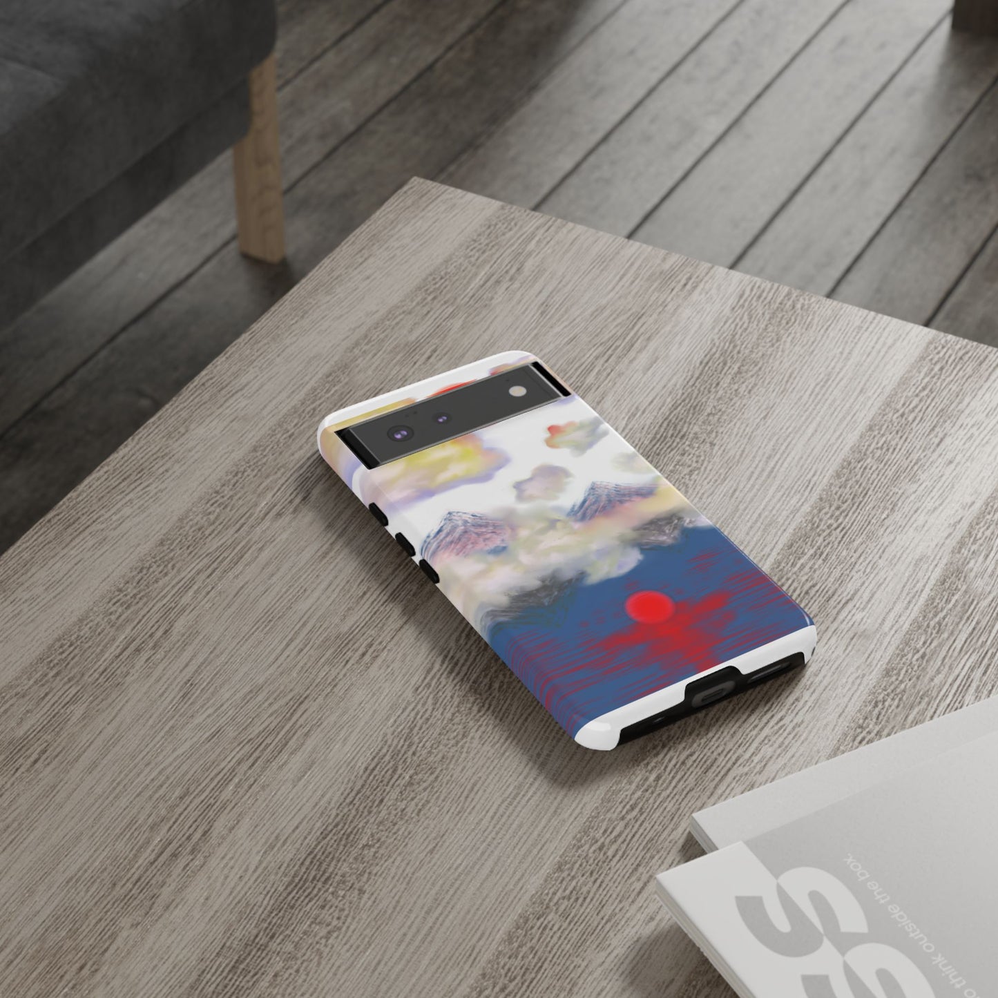 Phone Case — Misty Mountain Sunrise with Red Sun Reflection