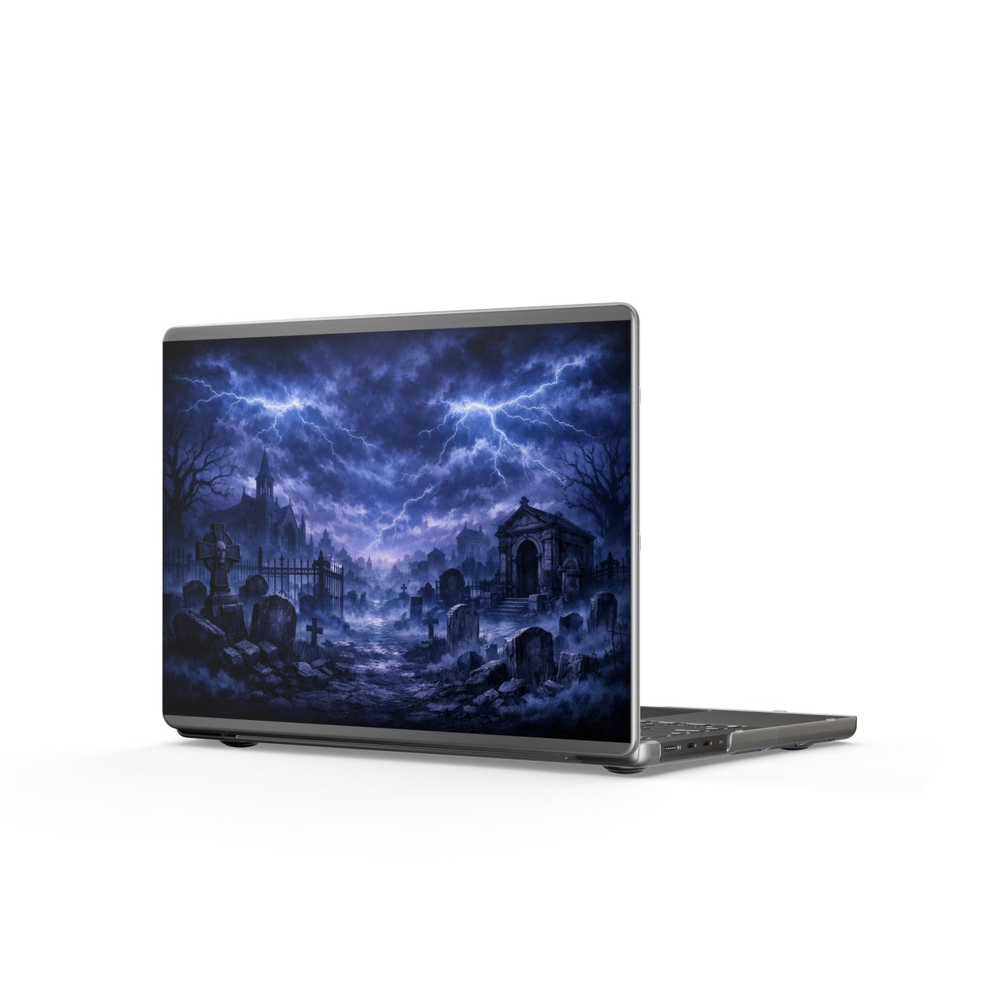 Gothic Graveyard Matte MacBook Case — Stormy Night Cemetery Laptop Skin