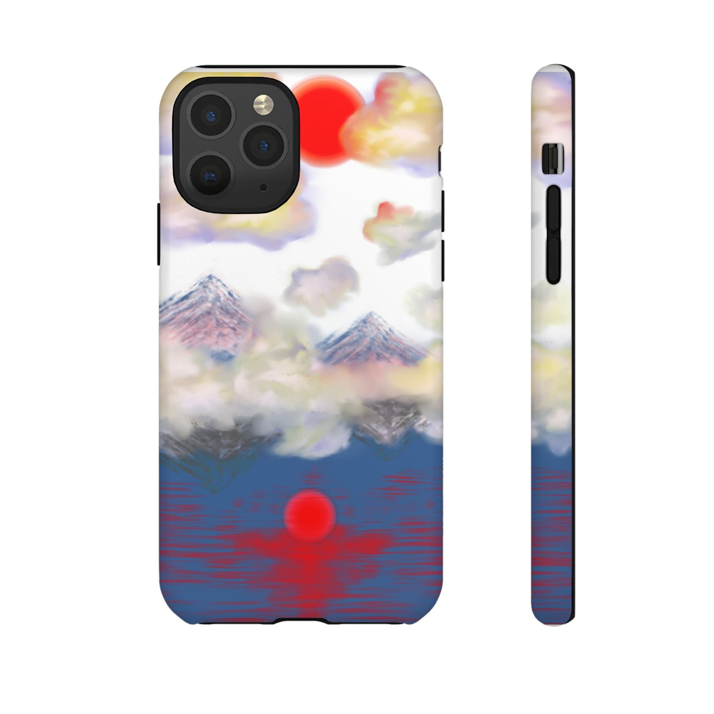 Phone Case — Misty Mountain Sunrise with Red Sun Reflection