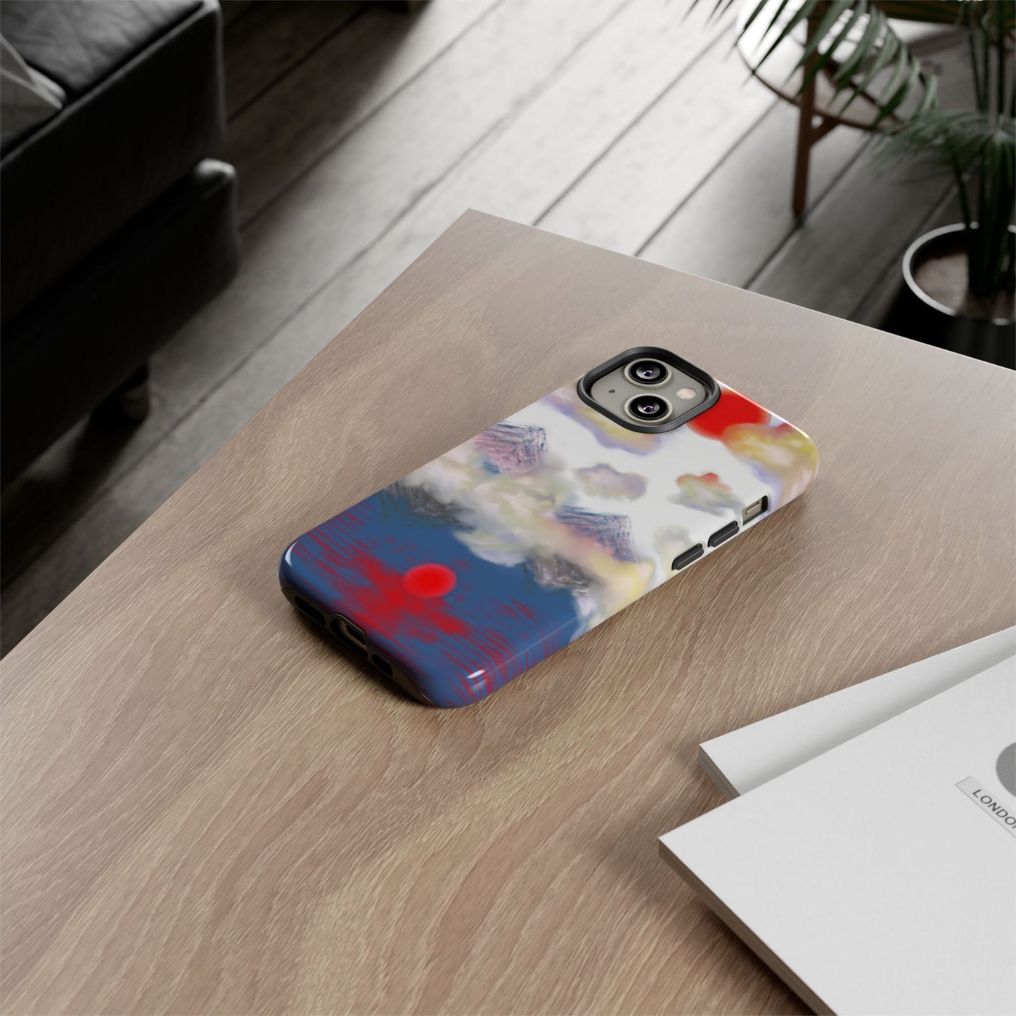 Phone Case — Misty Mountain Sunrise with Red Sun Reflection