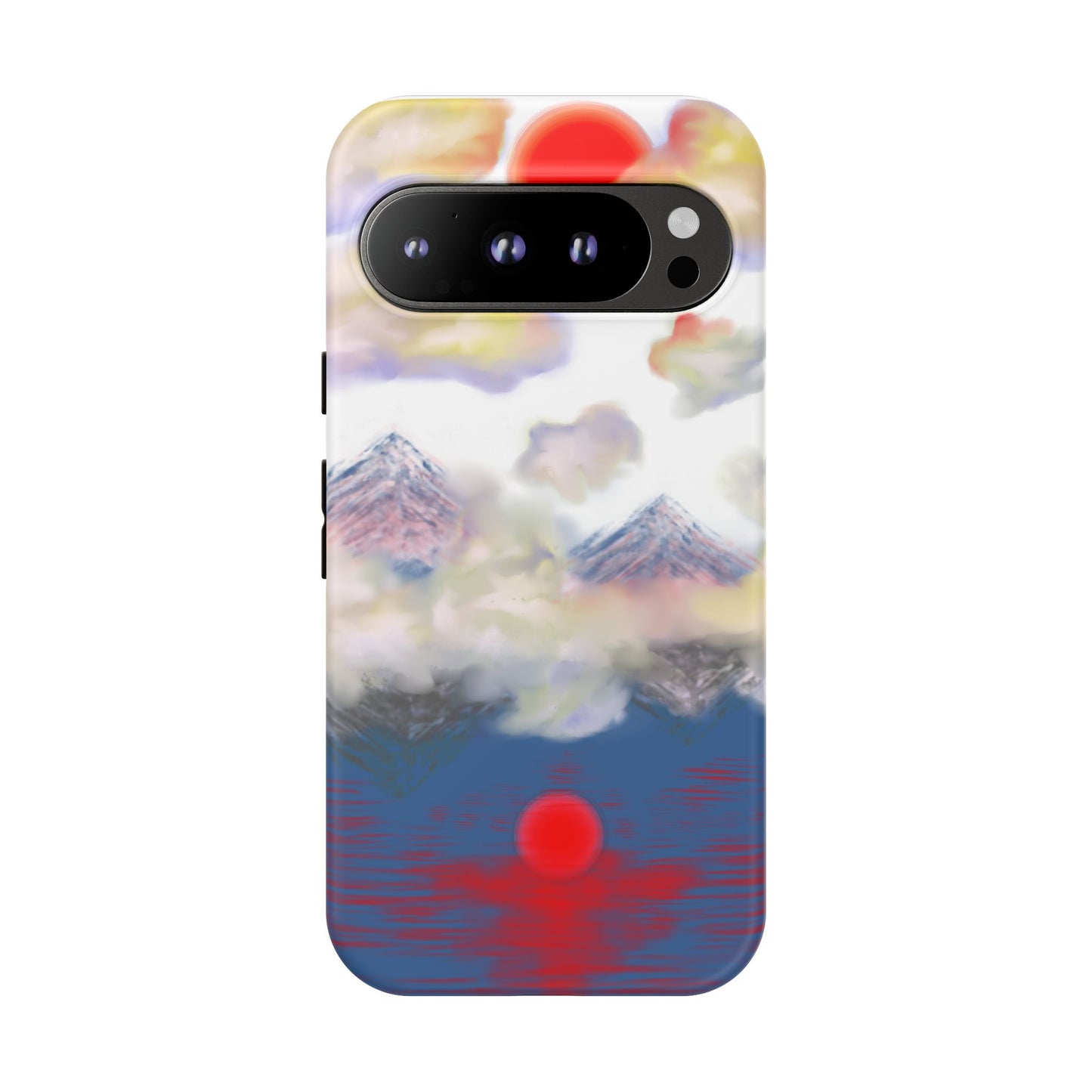 Phone Case — Misty Mountain Sunrise with Red Sun Reflection