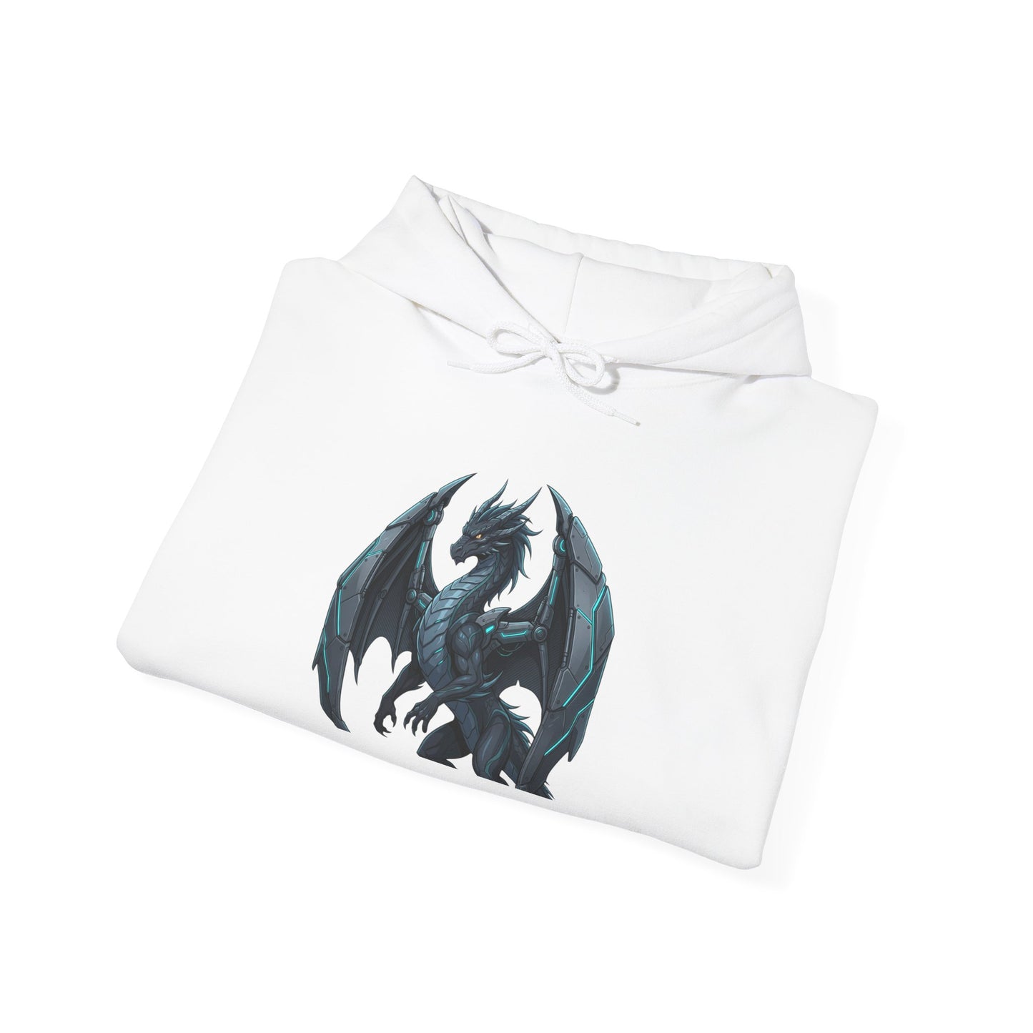 Dragon Wings Hoodie — Black Dragon Chest & Feathered Wings Back Print