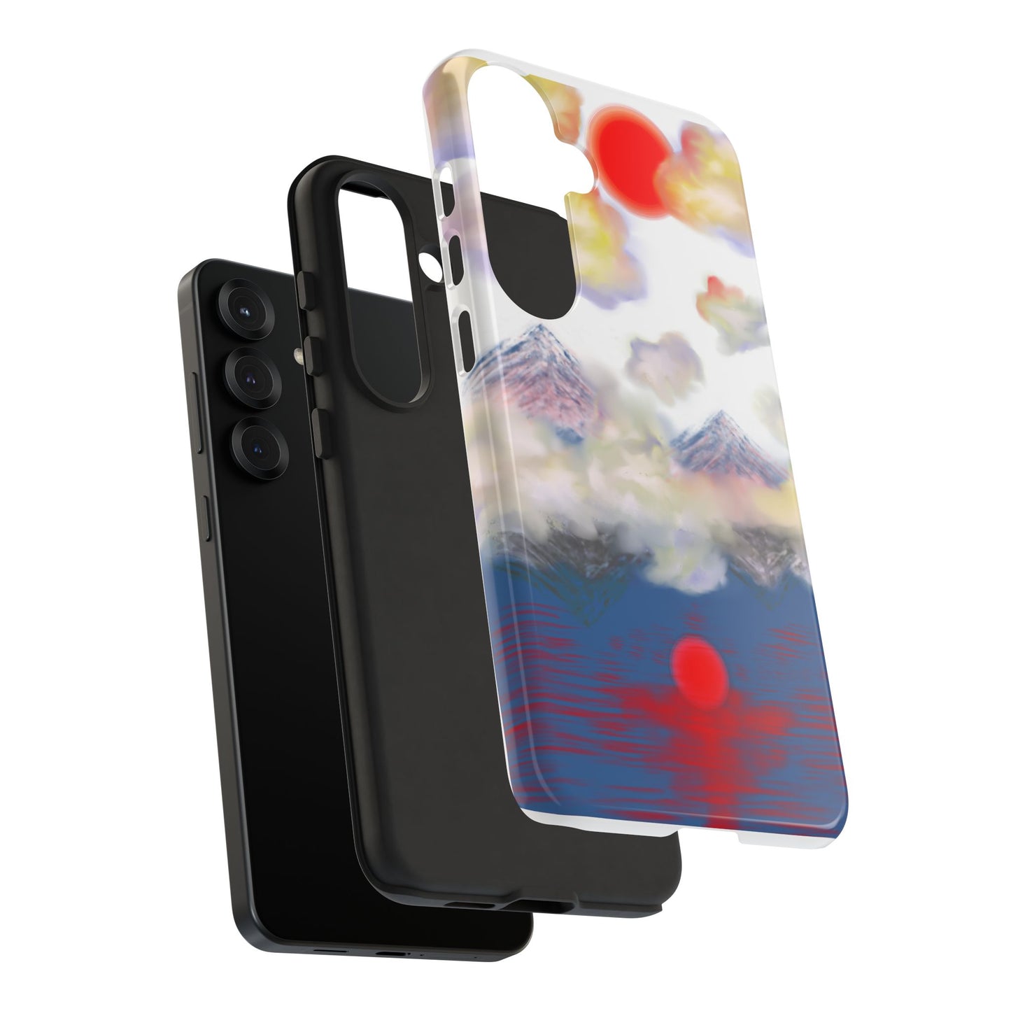 Phone Case — Misty Mountain Sunrise with Red Sun Reflection