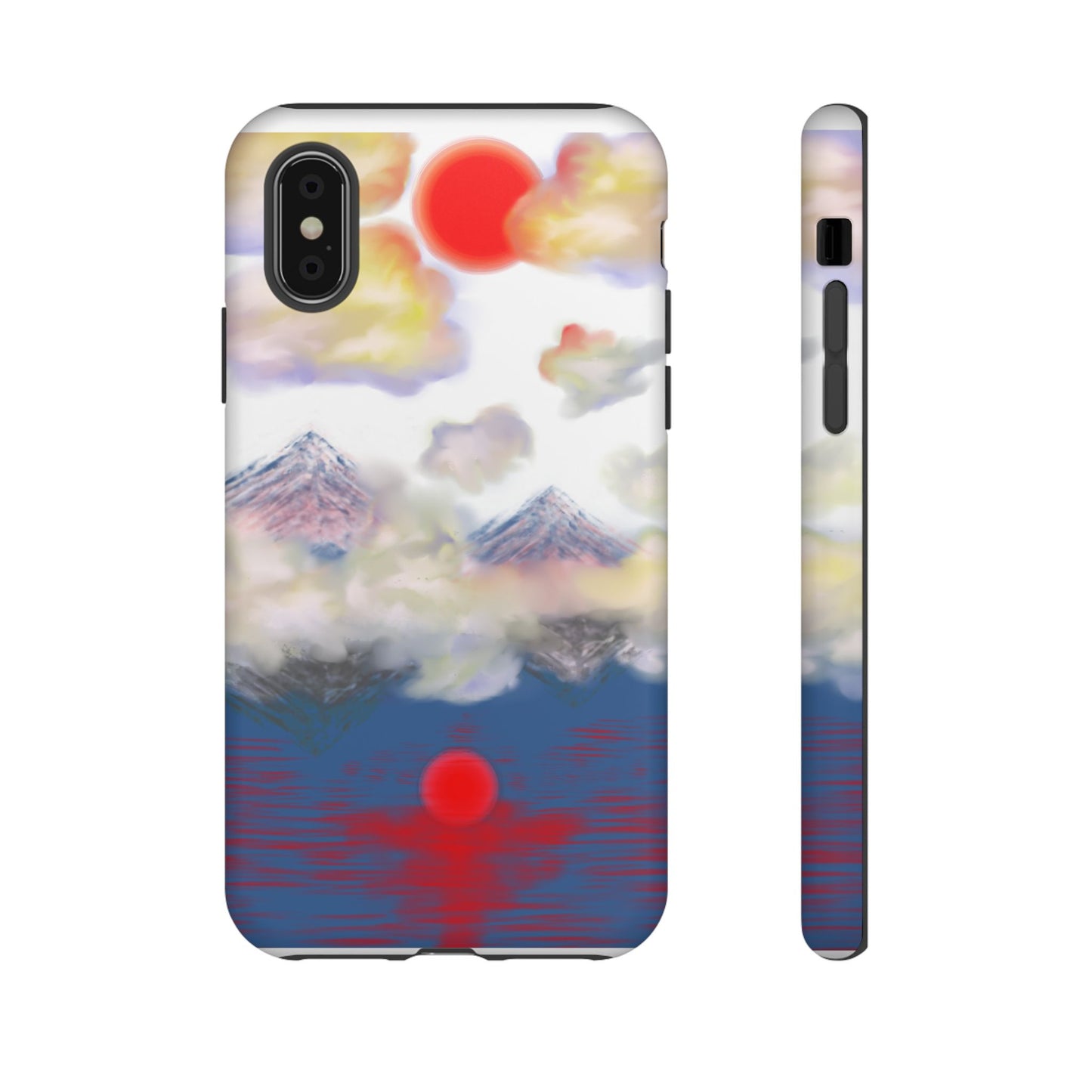 Phone Case — Misty Mountain Sunrise with Red Sun Reflection