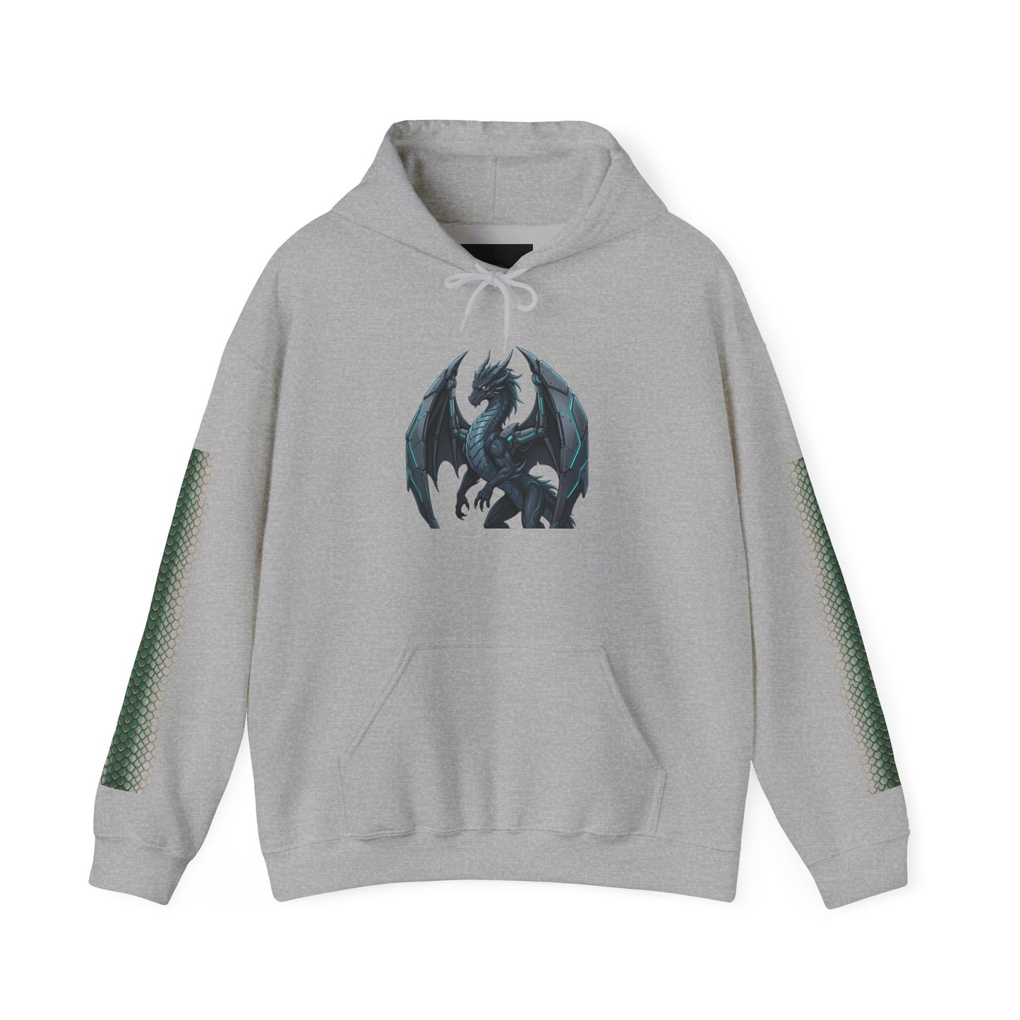 Dragon Wings Hoodie — Black Dragon Chest & Feathered Wings Back Print