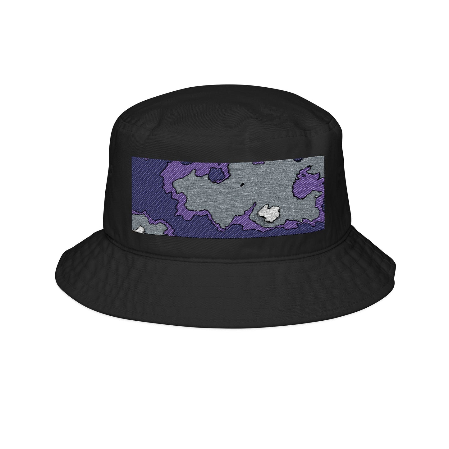 Embroidered Purple Camo Bucket Hat — Retro Streetwear Sun Hat