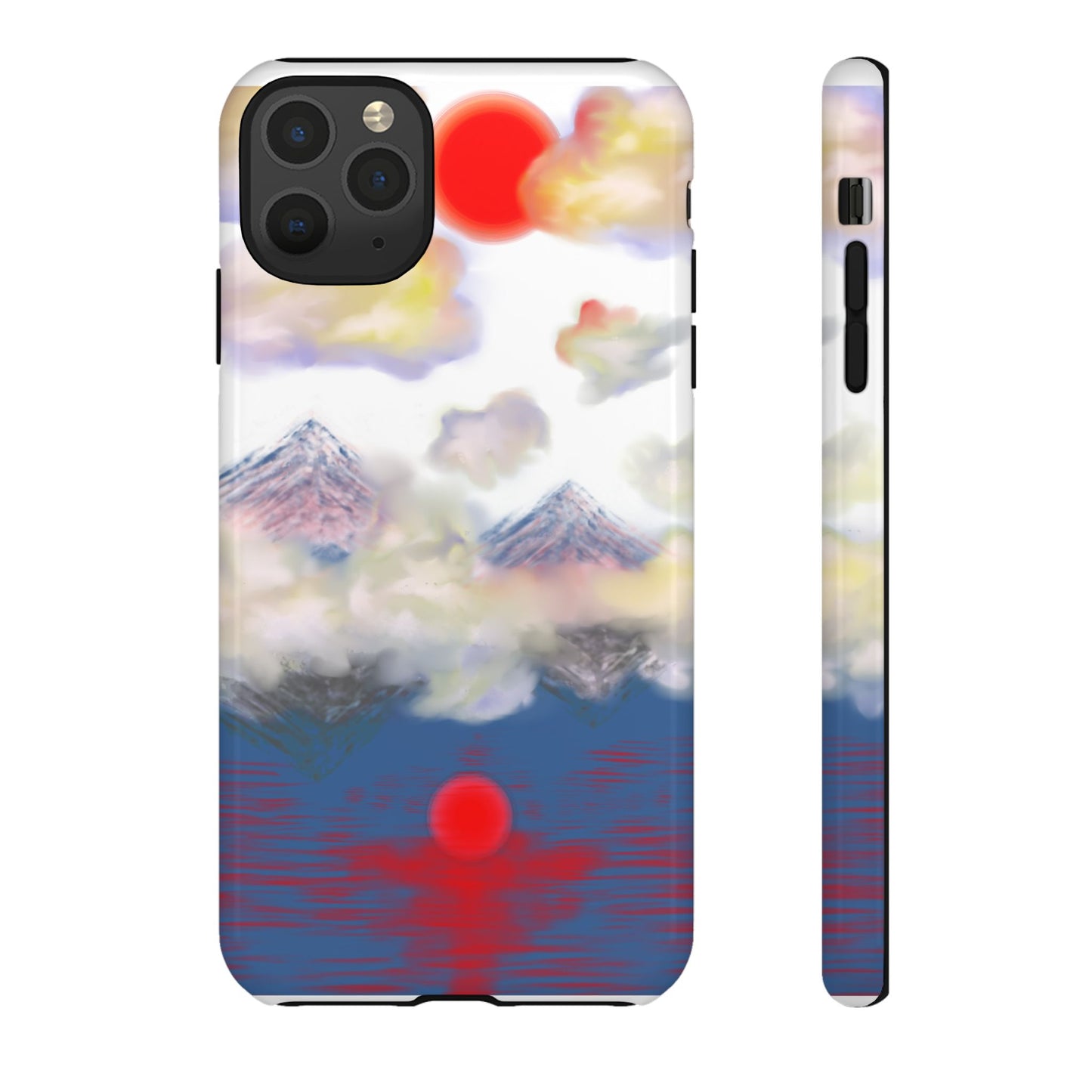 Phone Case — Misty Mountain Sunrise with Red Sun Reflection