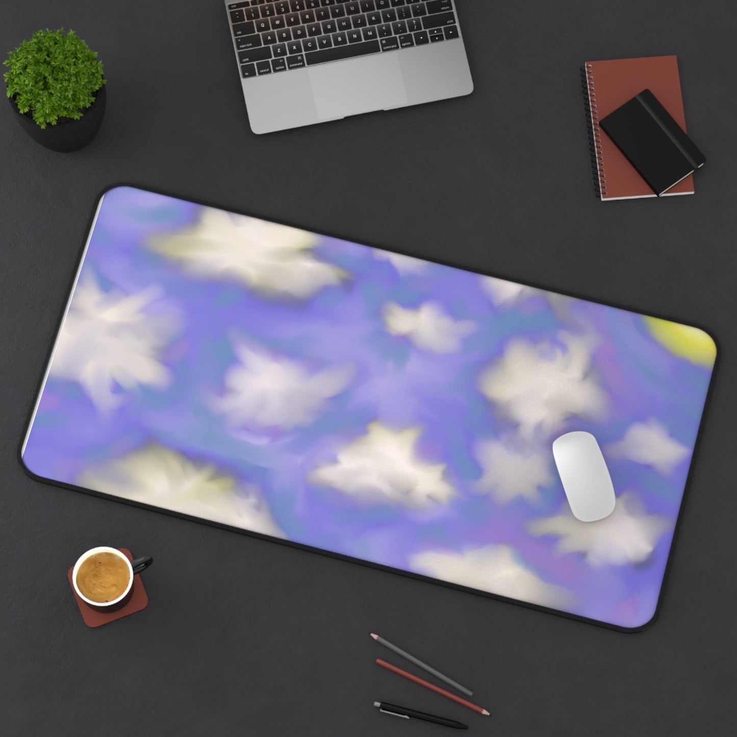 Dreamy Cloud Sky Desk Mat — Pastel Purple Moon Mouse Pad