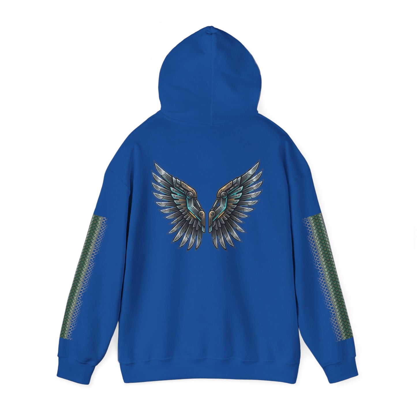 Dragon Wings Hoodie — Black Dragon Chest & Feathered Wings Back Print