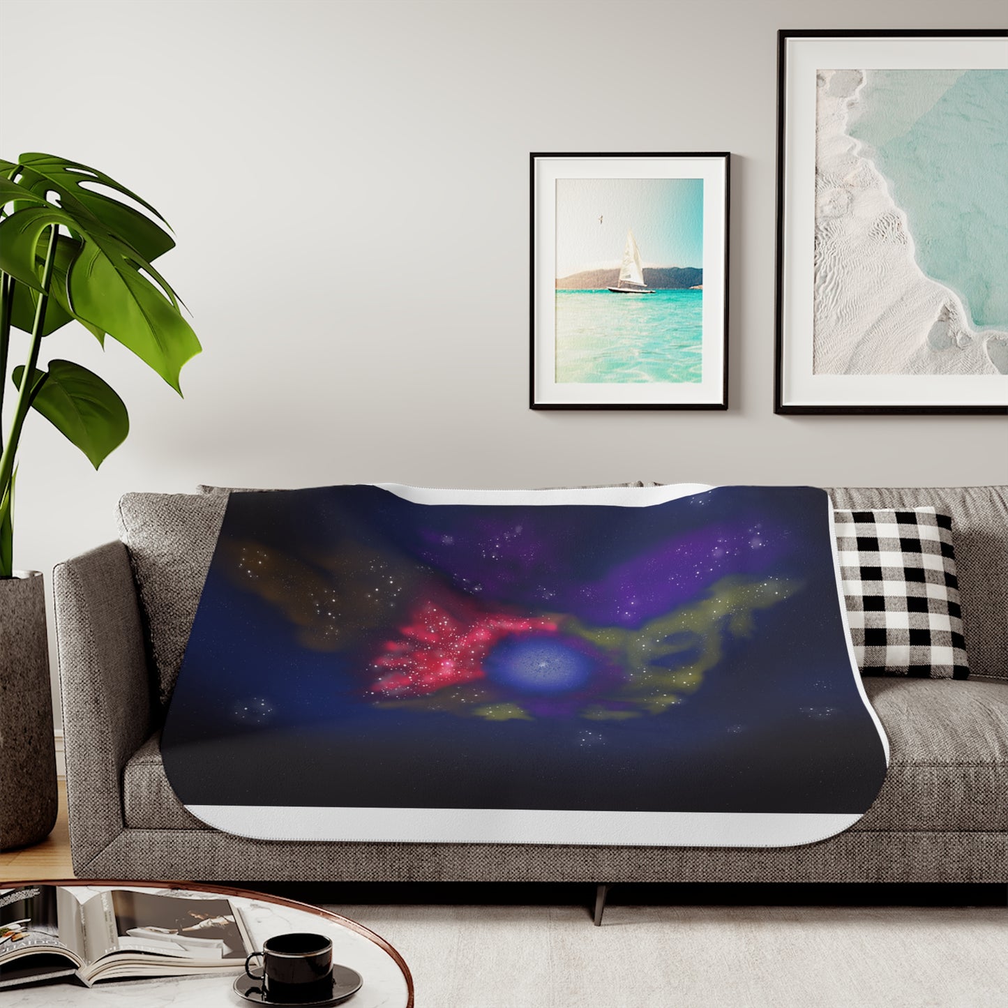 Galaxy Nebula Sherpa Blanket — Cozy Space Print Throw for Stargazers