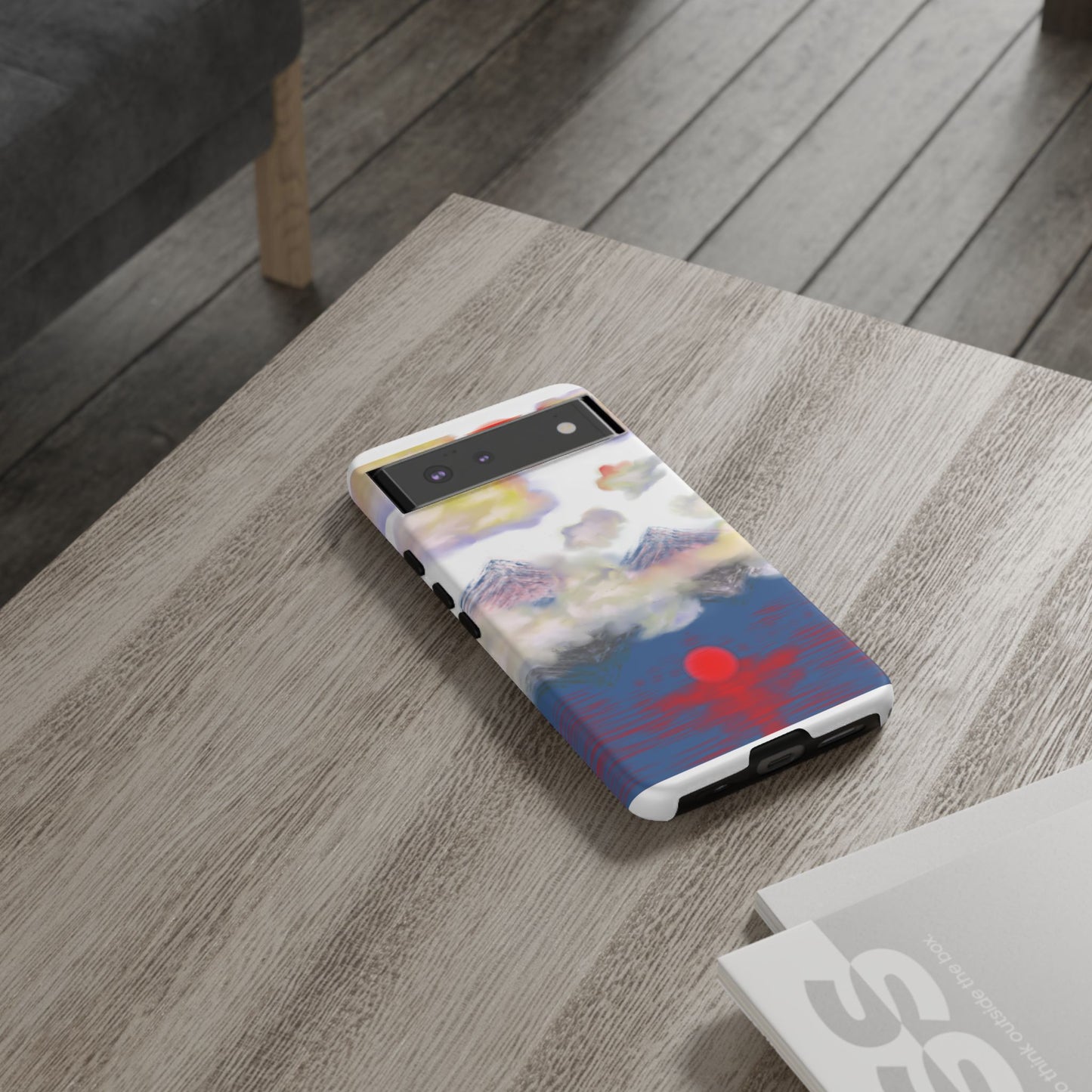 Phone Case — Misty Mountain Sunrise with Red Sun Reflection
