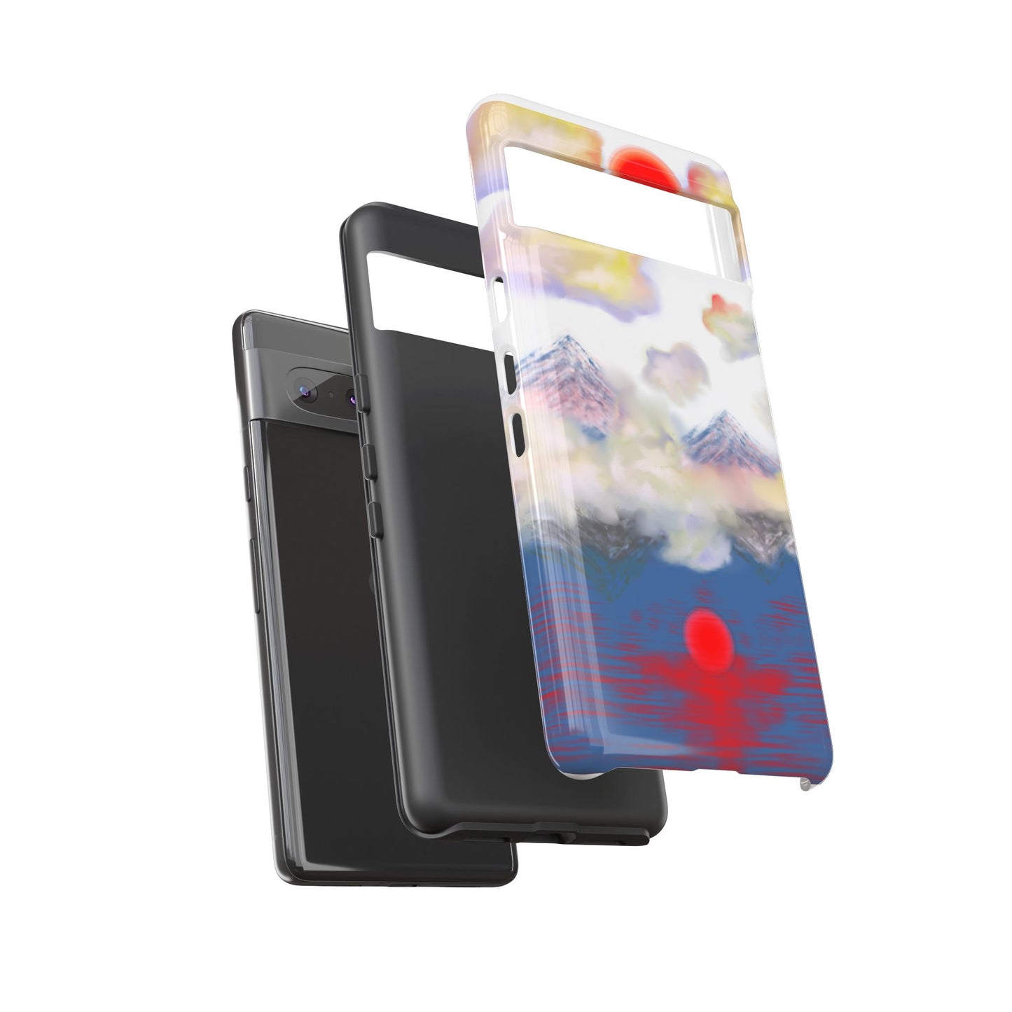 Phone Case — Misty Mountain Sunrise with Red Sun Reflection