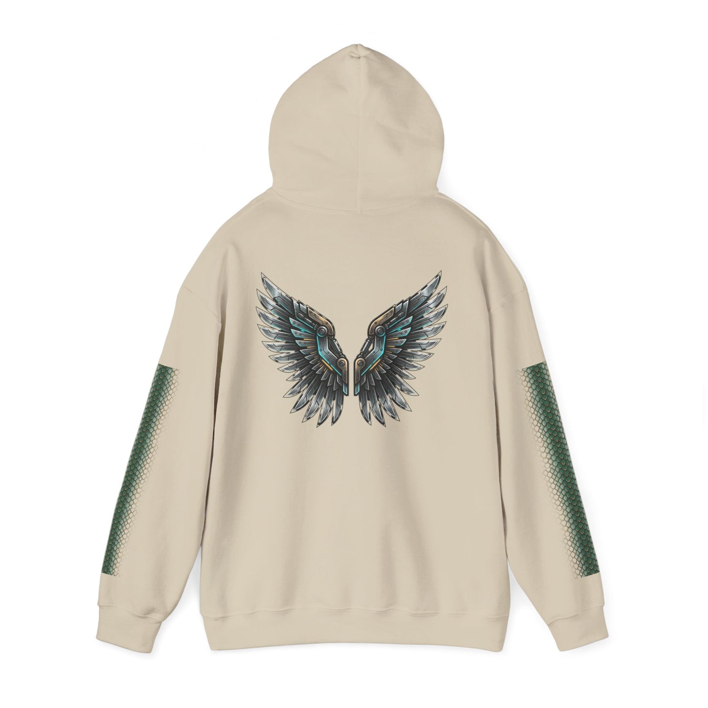 Dragon Wings Hoodie — Black Dragon Chest & Feathered Wings Back Print