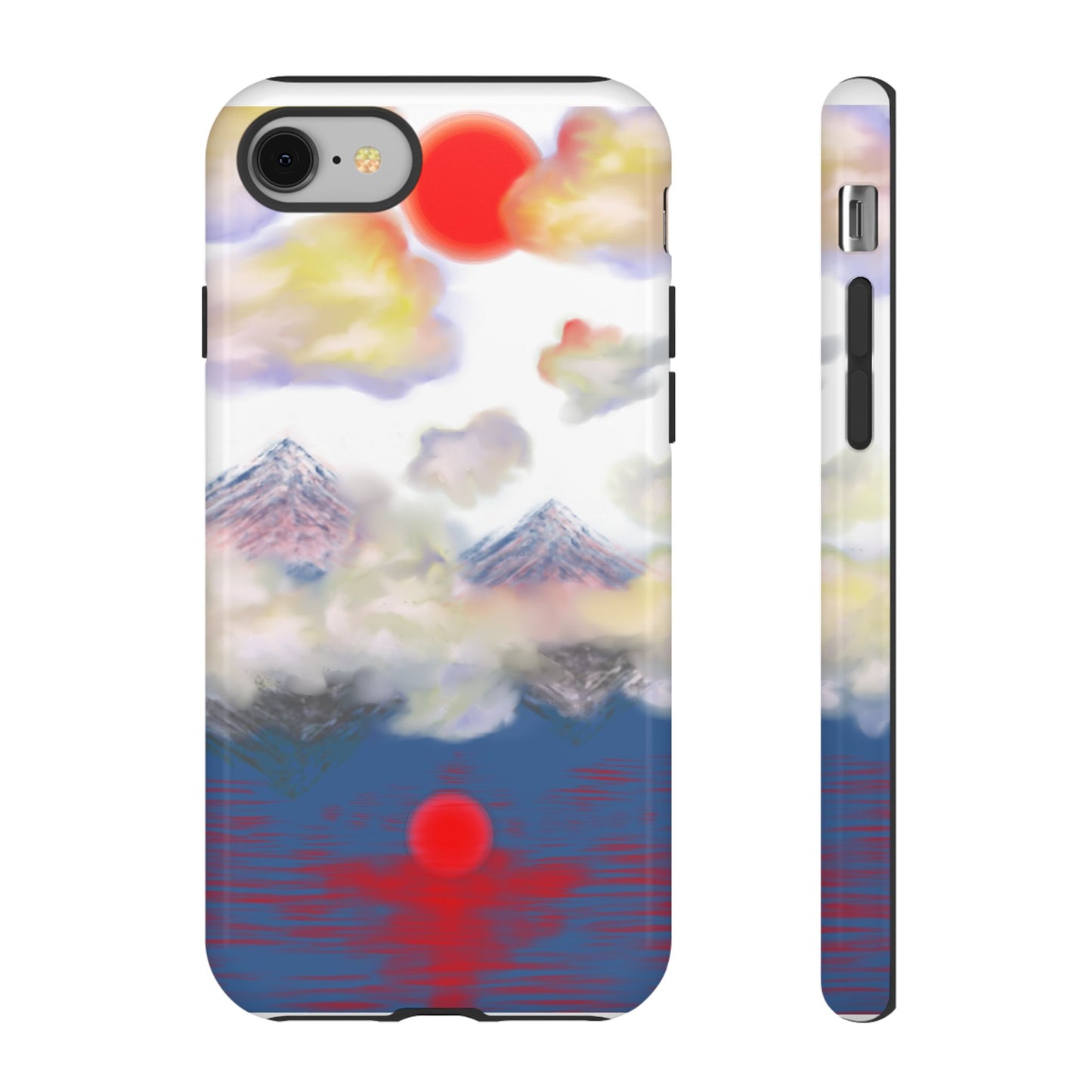Phone Case — Misty Mountain Sunrise with Red Sun Reflection