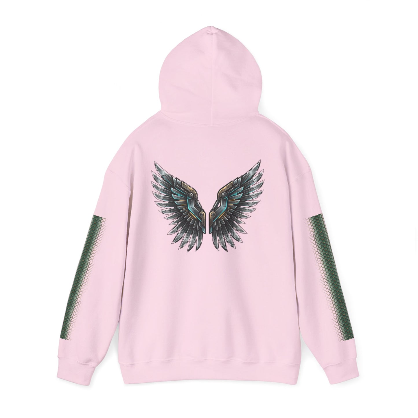 Dragon Wings Hoodie — Black Dragon Chest & Feathered Wings Back Print
